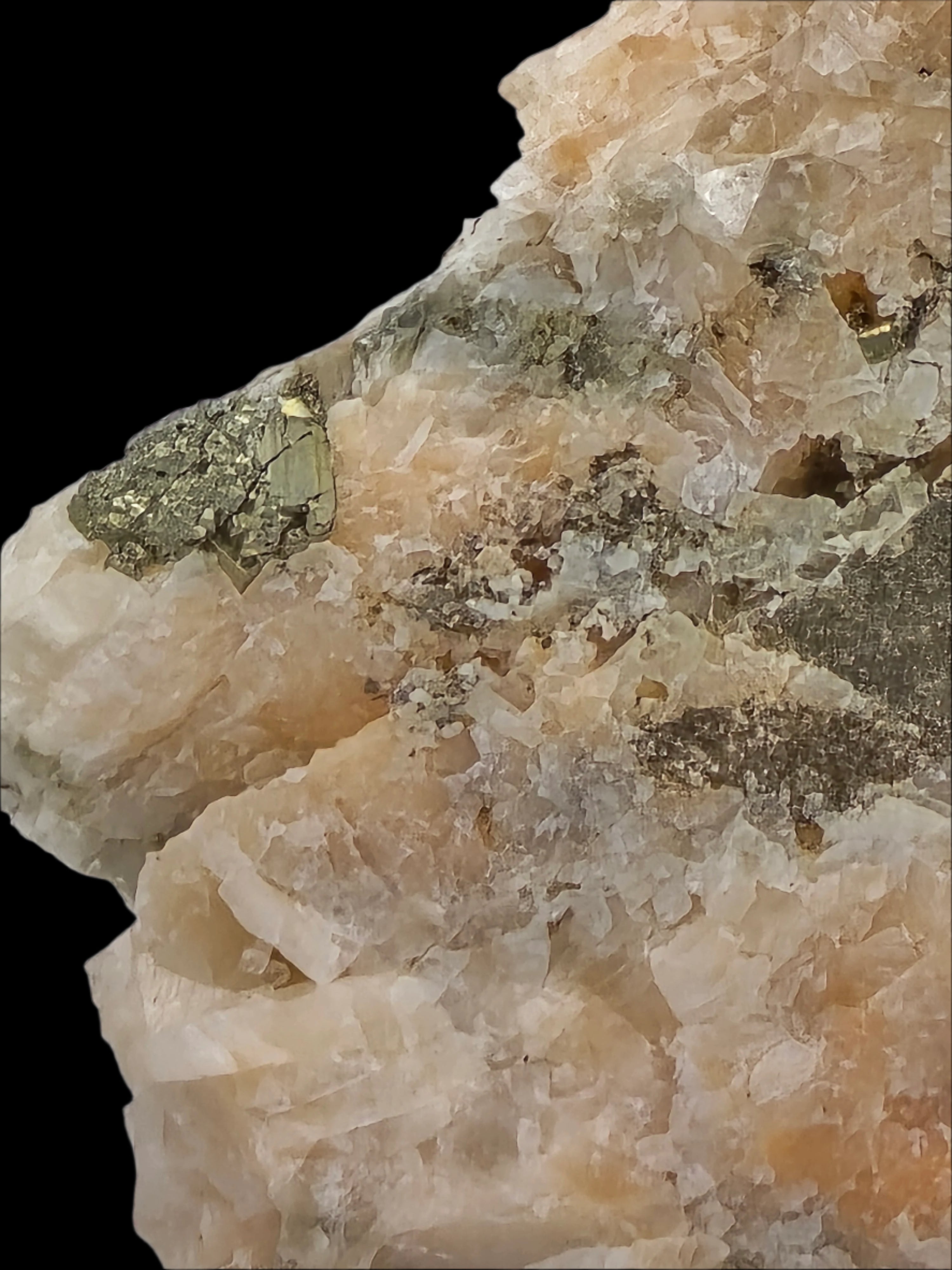 GOLD WIRES ON FELDSPAR PEGMATITE, VERY RARE (but also FOOLS GOLD on this specimen) (miniature)