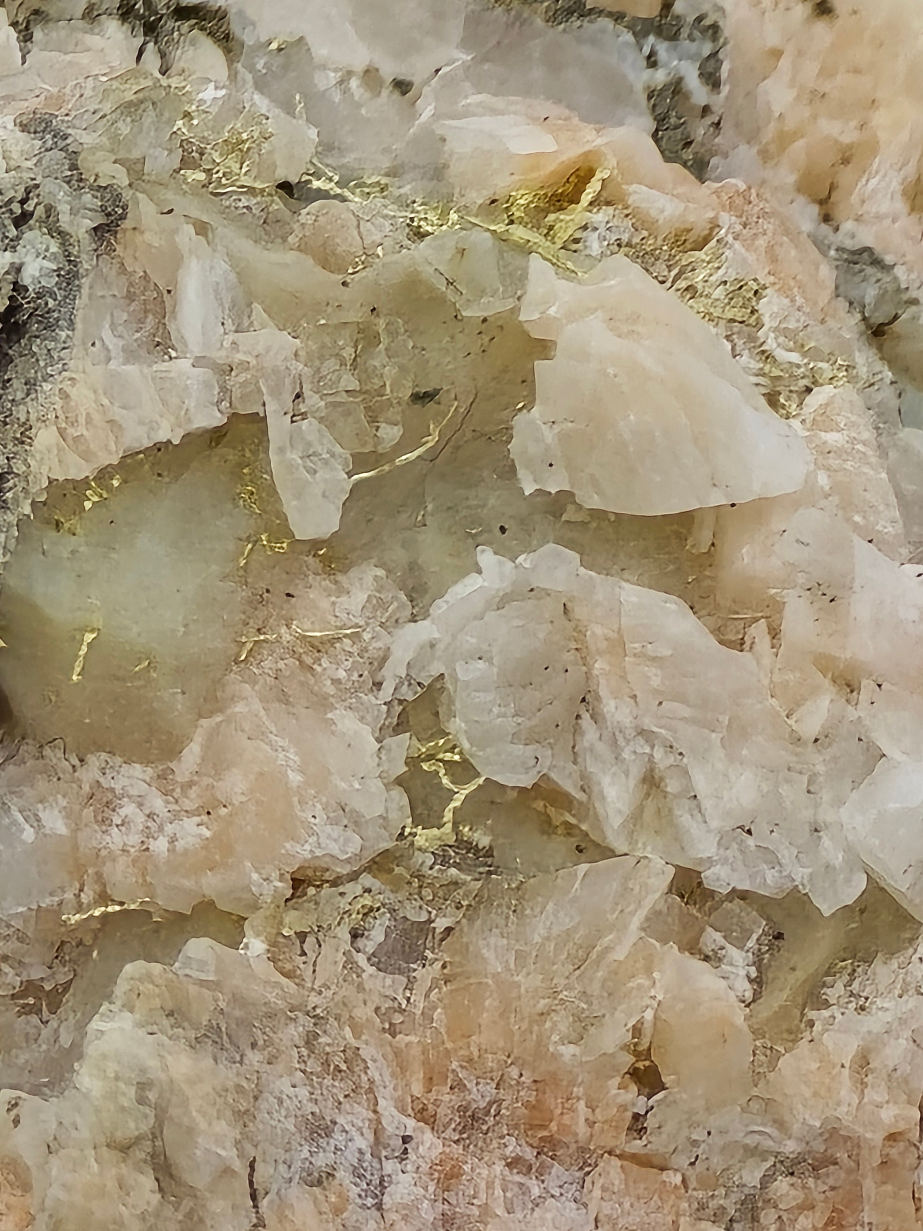 GOLD WIRES ON FELDSPAR PEGMATITE, VERY RARE (but also FOOLS GOLD on this specimen) (miniature)
