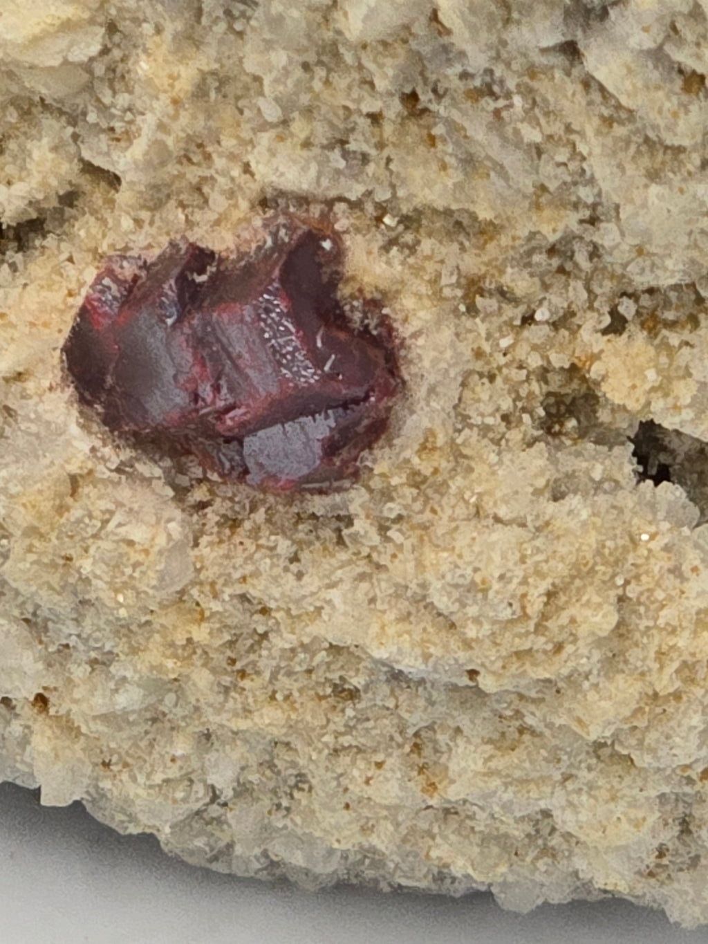 CINNABAR (CINNABARITE or MERCURBLENDE) on CALCITE  SMALL CABINET