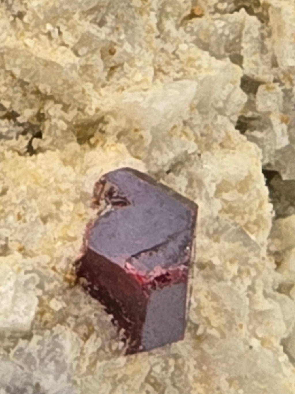 CINNABAR (CINNABARITE or MERCURBLENDE) on CALCITE  SMALL CABINET