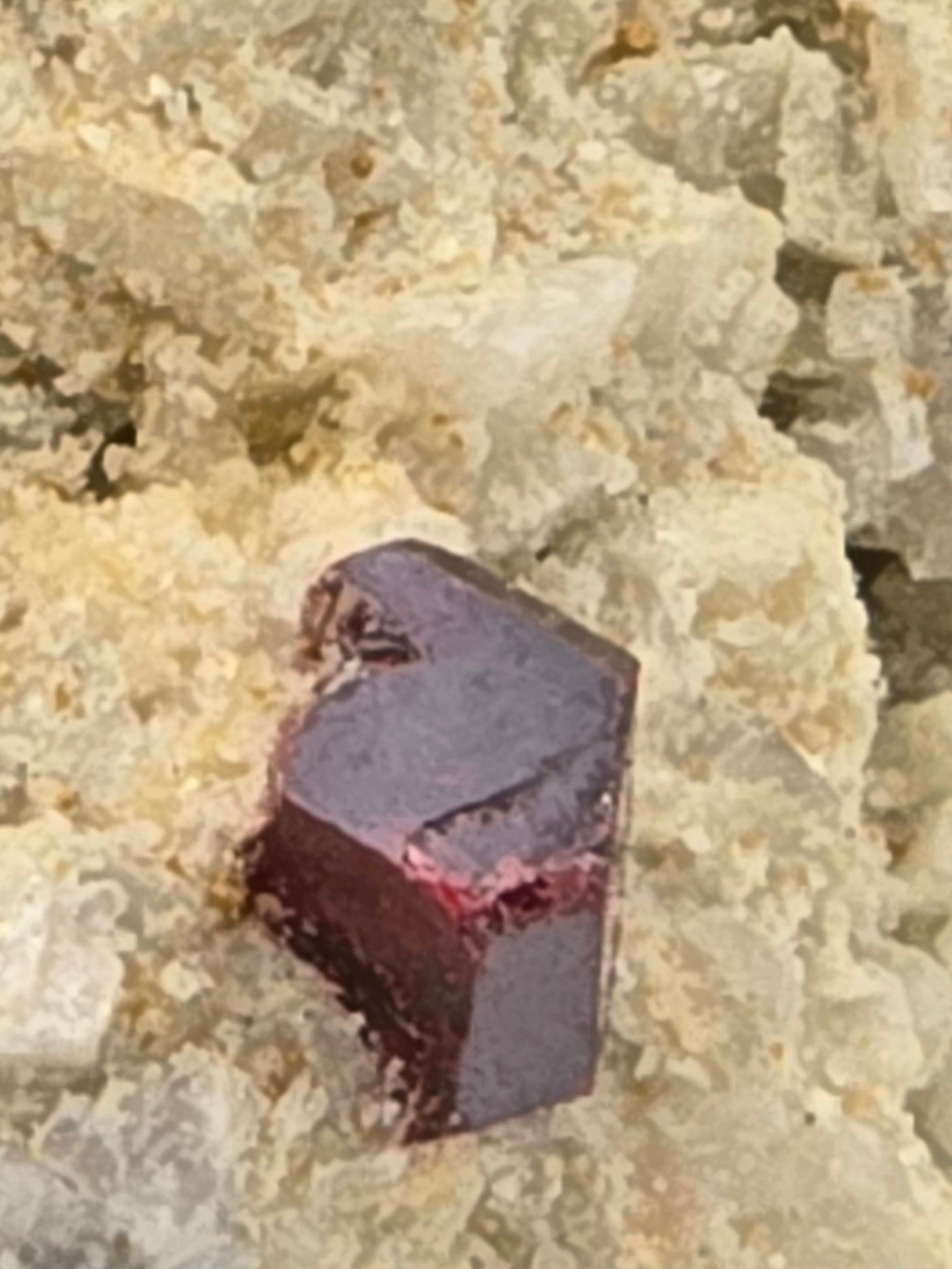 CINNABAR (CINNABARITE or MERCURBLENDE) on CALCITE  SMALL CABINET
