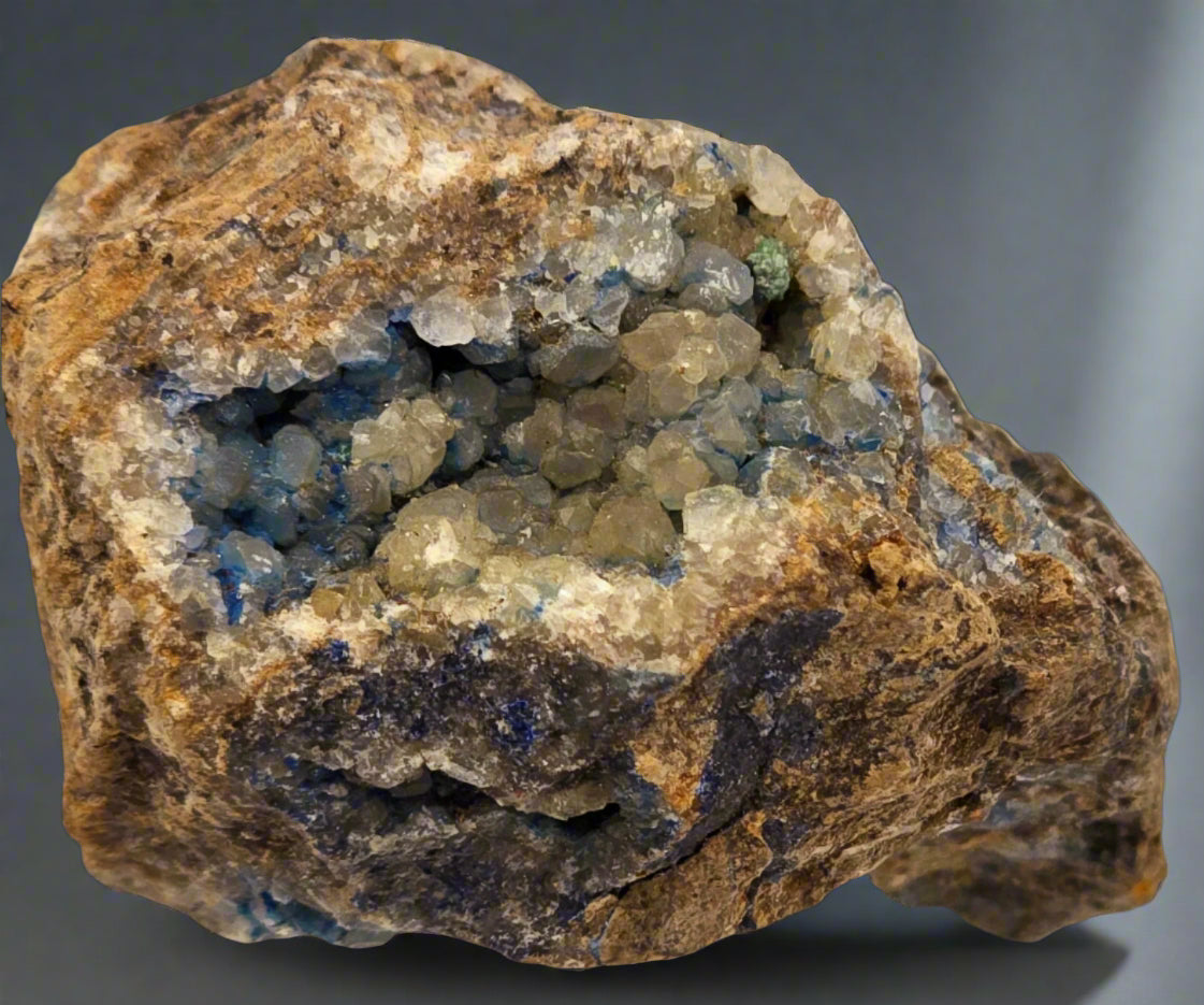 CYANOTRICHITE (LETTSOMITE) with AZURITE (small cabinet)