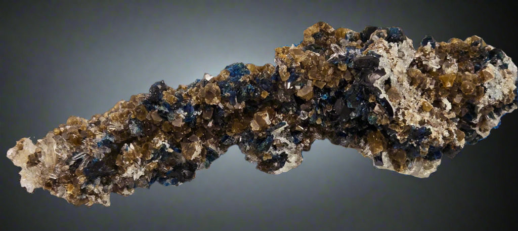 LAZULITE, SCORZALITE with GORMANITE (EXTREMELY RARE) with QUARTZ NEEDLES and CALCITE cabinet