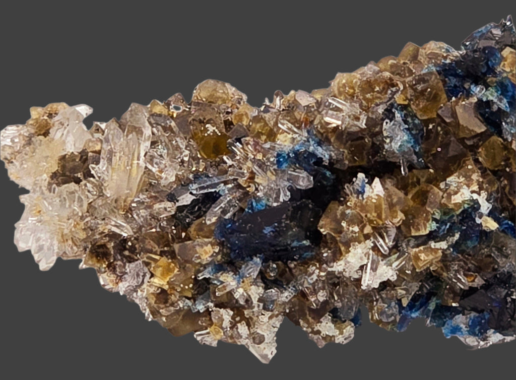 LAZULITE, SCORZALITE with GORMANITE (EXTREMELY RARE) with QUARTZ NEEDLES and CALCITE cabinet