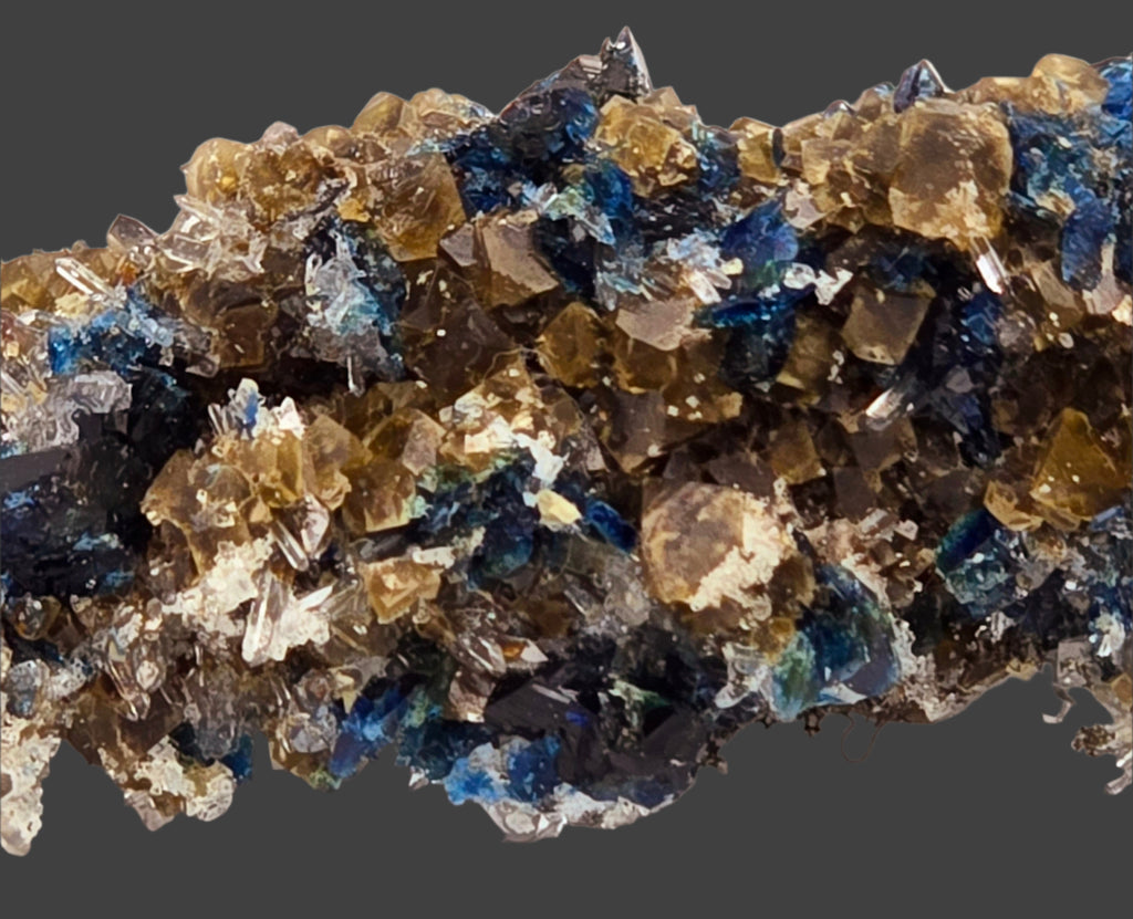 LAZULITE, SCORZALITE with GORMANITE (EXTREMELY RARE) with QUARTZ NEEDLES and CALCITE cabinet