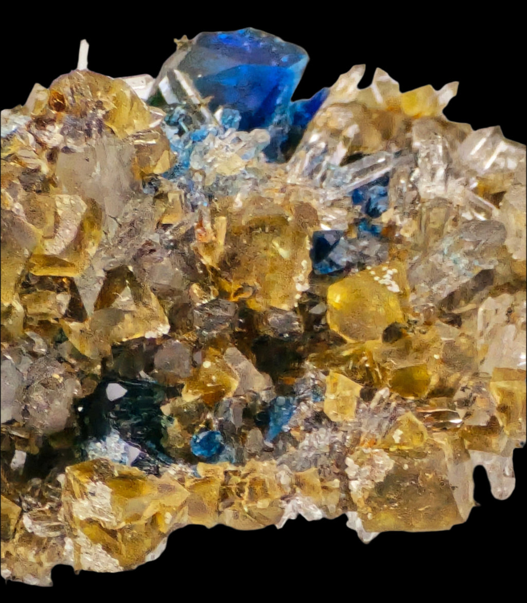 LAZULITE, SCORZALITE with GORMANITE (EXTREMELY RARE) with QUARTZ NEEDLES and CALCITE cabinet