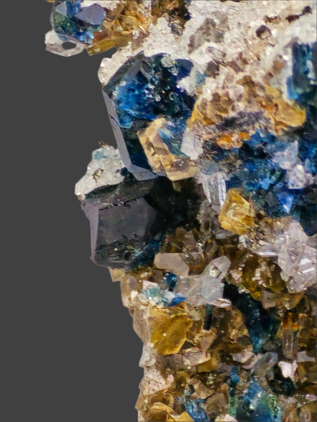 LAZULITE, SCORZALITE with GORMANITE (EXTREMELY RARE) with QUARTZ NEEDLES and CALCITE cabinet