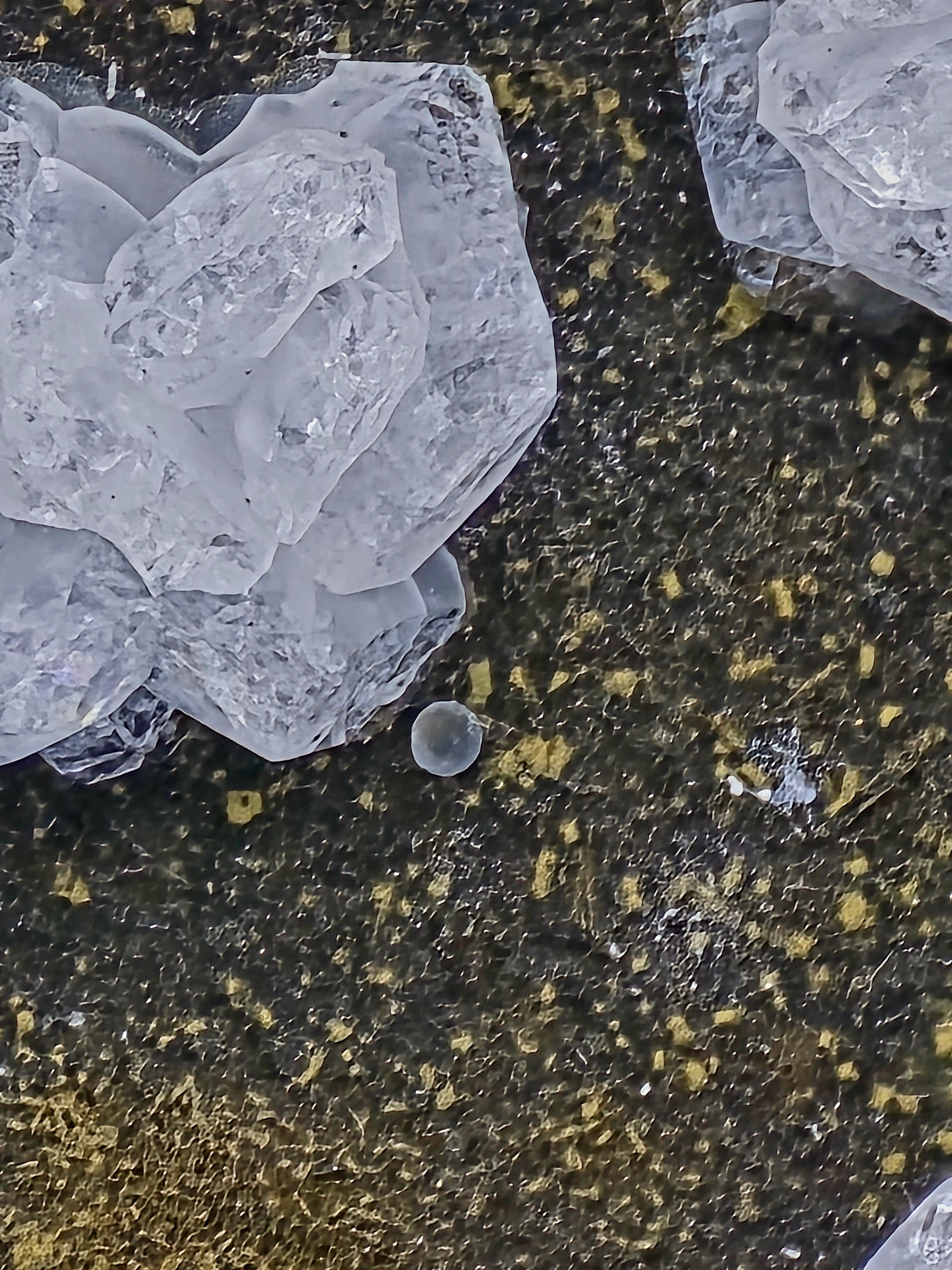 CHABAZITE with CALCITE (plus a green, so far unidentified, mineral (needles) (small cabinet)
