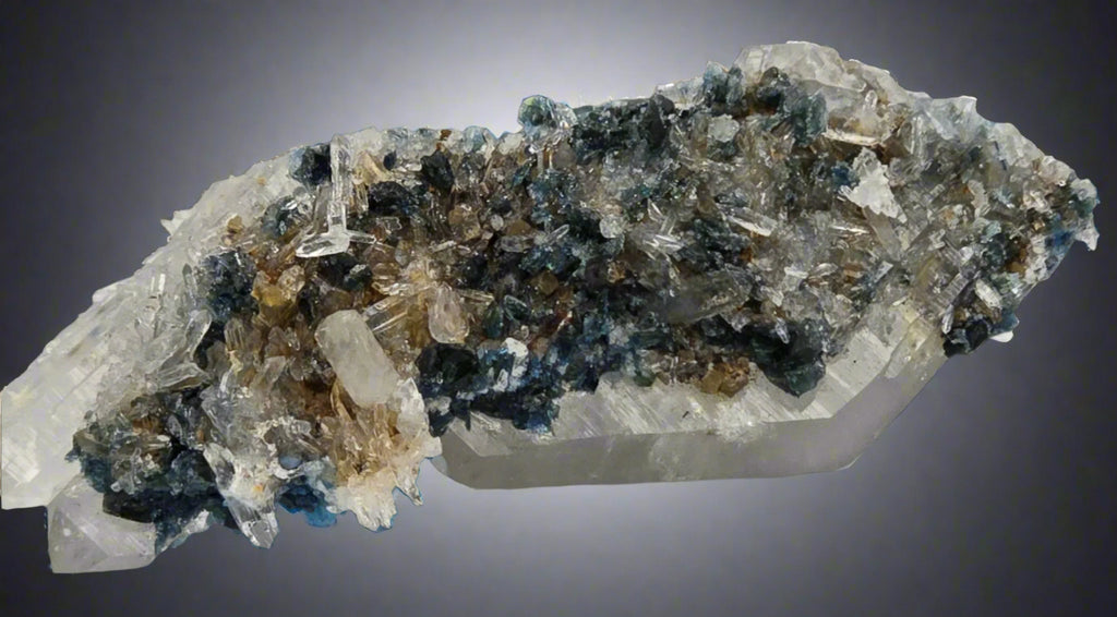 LAZULITE with GORMANITE (EXTREMELY RARE) with QUARTZ and CALCITE small cabinet