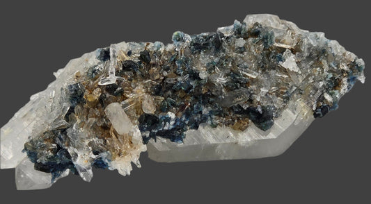 LAZULITE with GORMANITE (EXTREMELY RARE) with QUARTZ and CALCITE