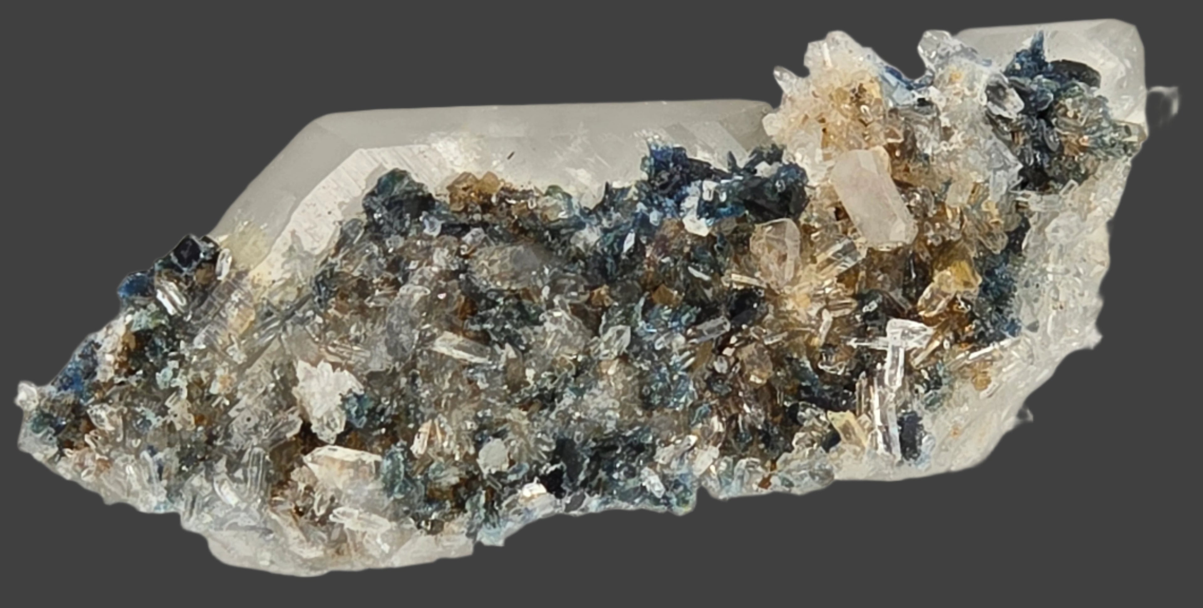 LAZULITE with GORMANITE (EXTREMELY RARE) with QUARTZ and CALCITE small cabinet
