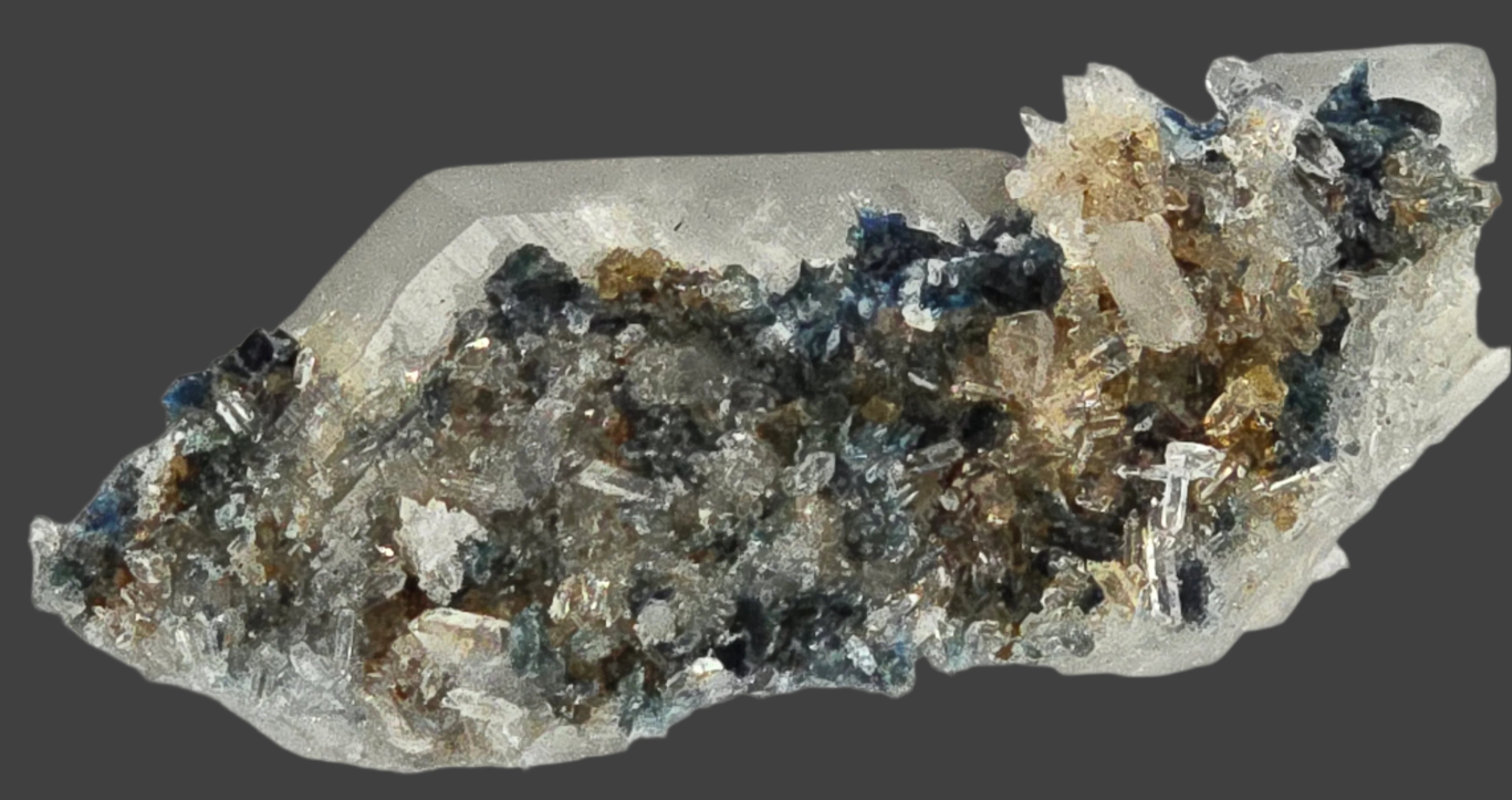 LAZULITE with GORMANITE (EXTREMELY RARE) with QUARTZ and CALCITE small cabinet