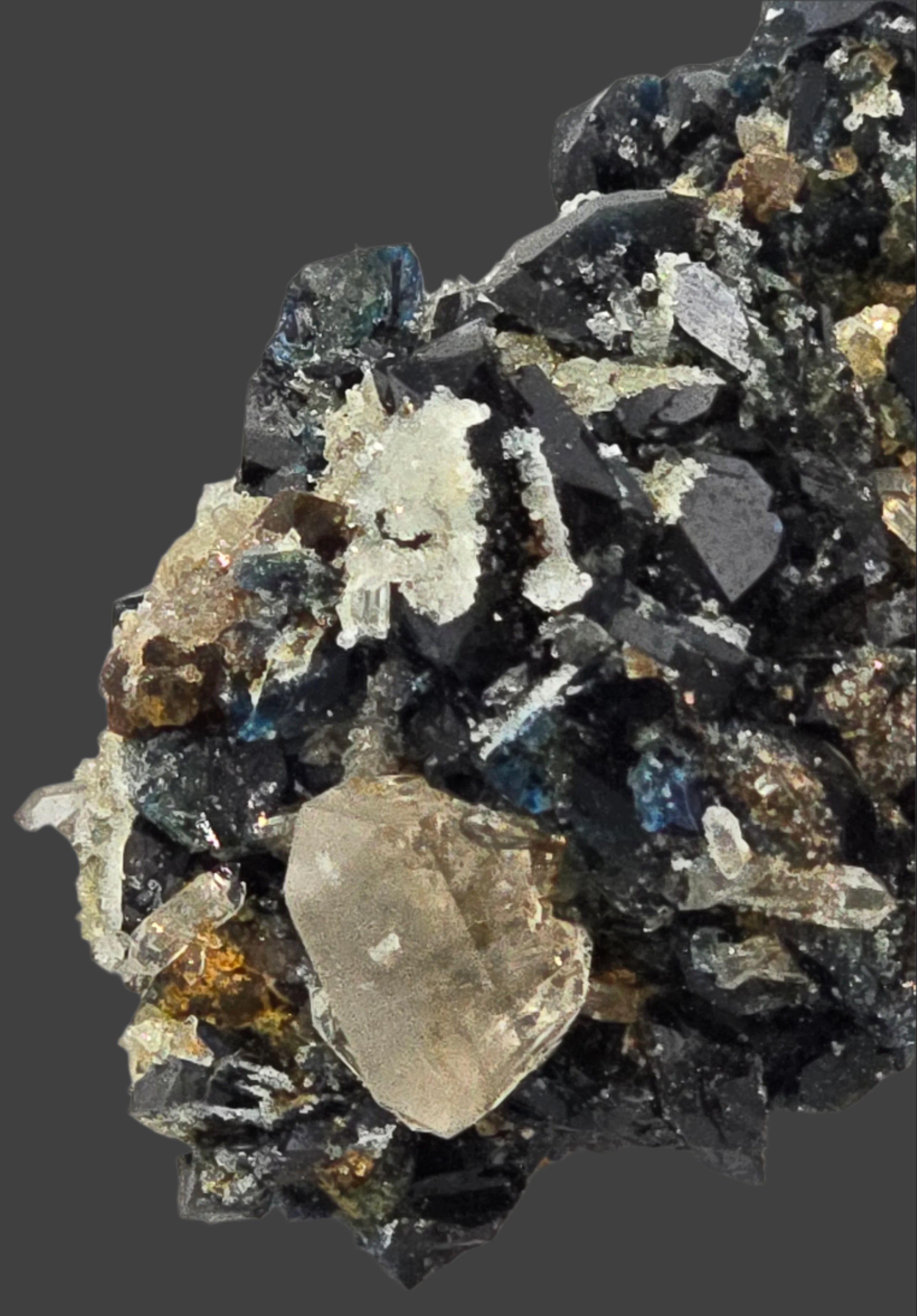 LAZULITE with GORMANITE (EXTREMELY RARE) with QUARTZ and CALCITE small cabinet