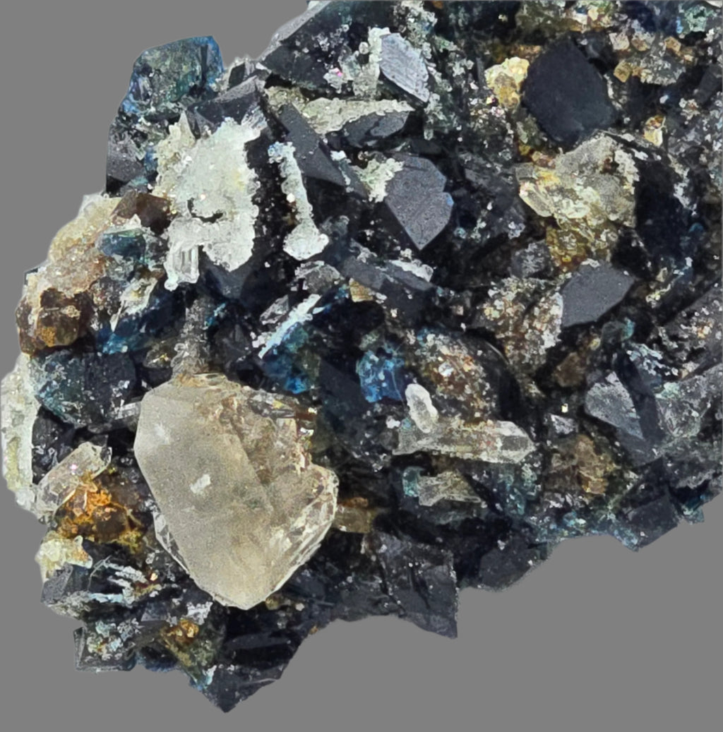 LAZULITE with GORMANITE (EXTREMELY RARE) with QUARTZ and CALCITE small cabinet