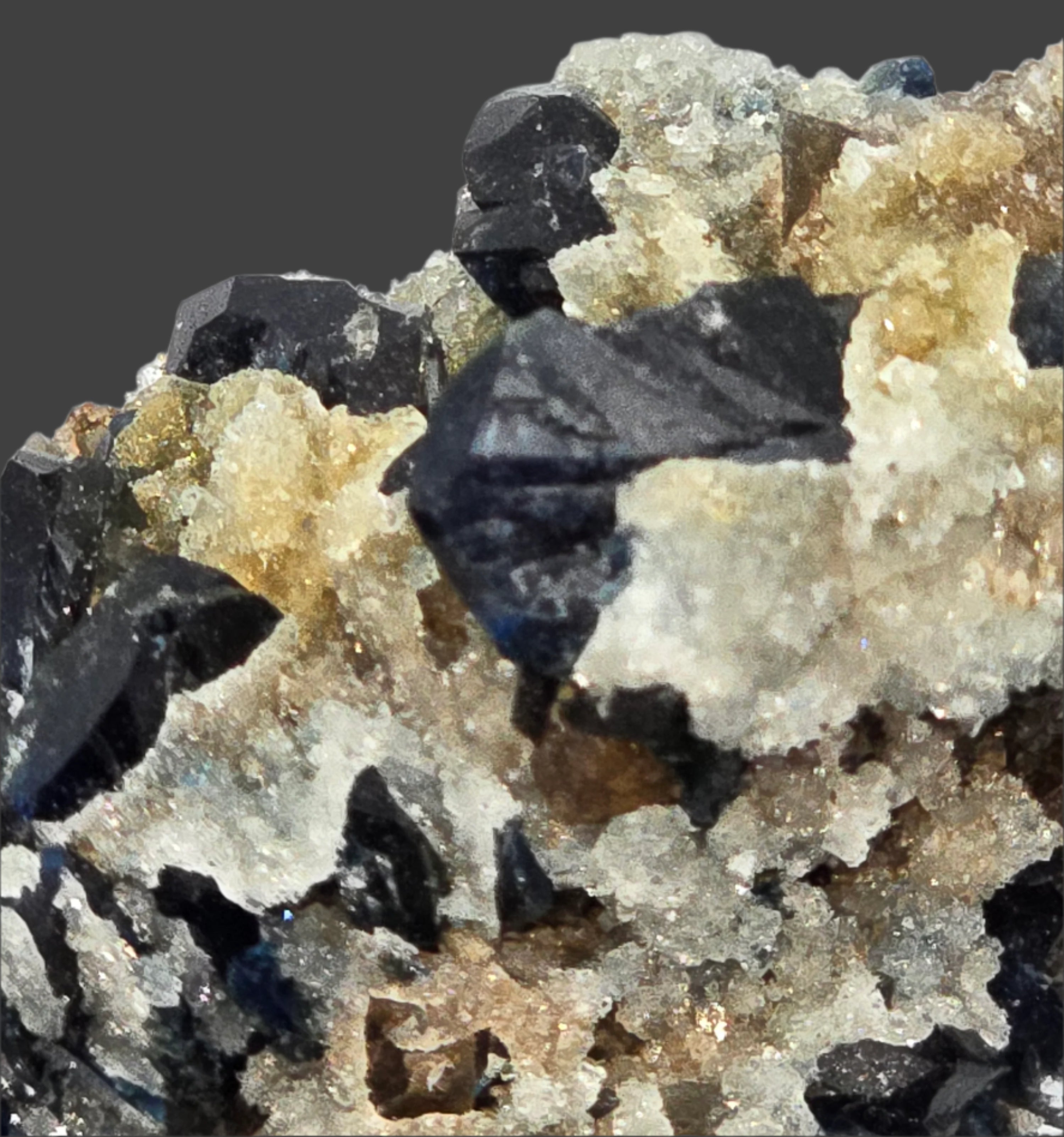 LAZULITE with GORMANITE (EXTREMELY RARE) with QUARTZ and CALCITE small cabinet