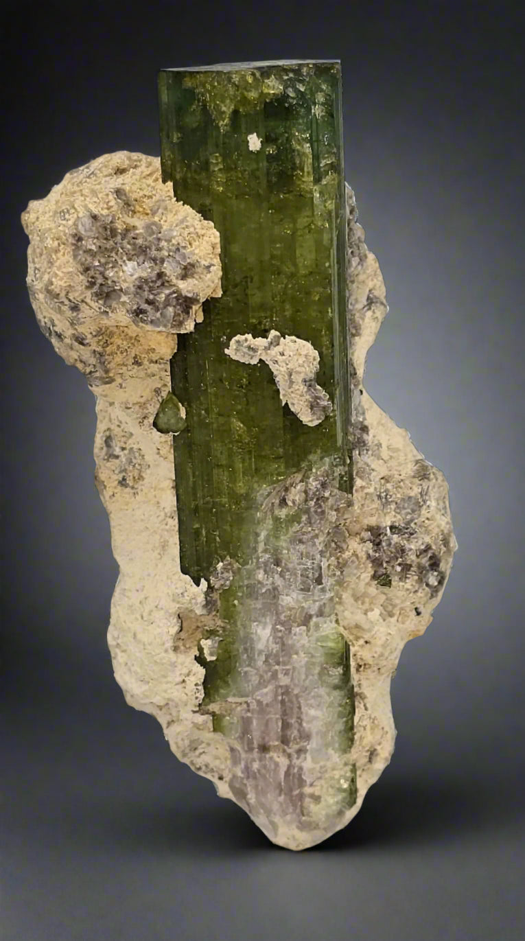 TOURMALINE, URUBU GREEN LARGE CRYSTAL (4.5")