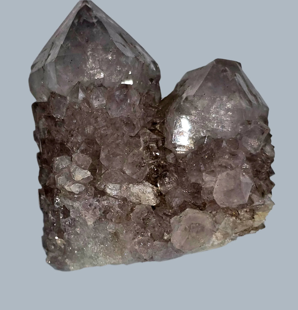 Amethyst crystal cluster with prominent terminations, natural mineral specimen for collectors