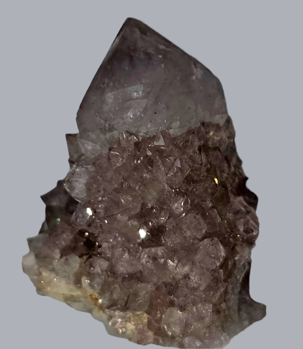 Amethyst crystal cluster with prominent termination, natural mineral specimen for collectors