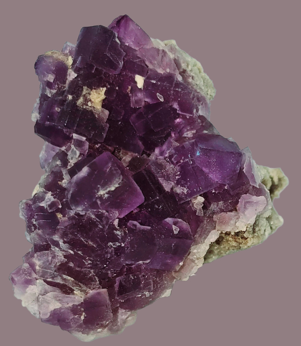 FLUORITE (DEEP PURPLE) on CALCITE (small cabinet)