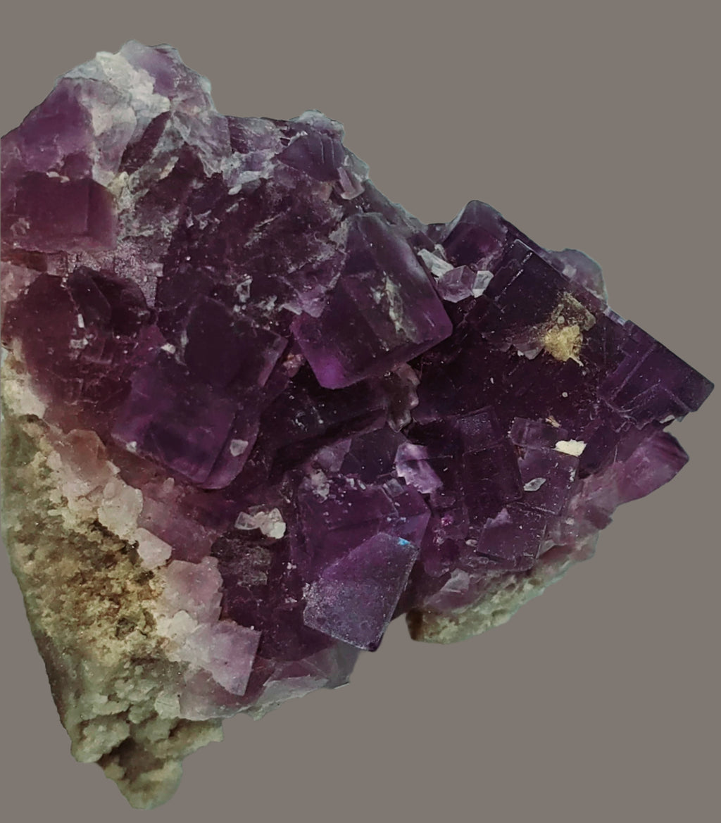 FLUORITE (DEEP PURPLE) on CALCITE (small cabinet)