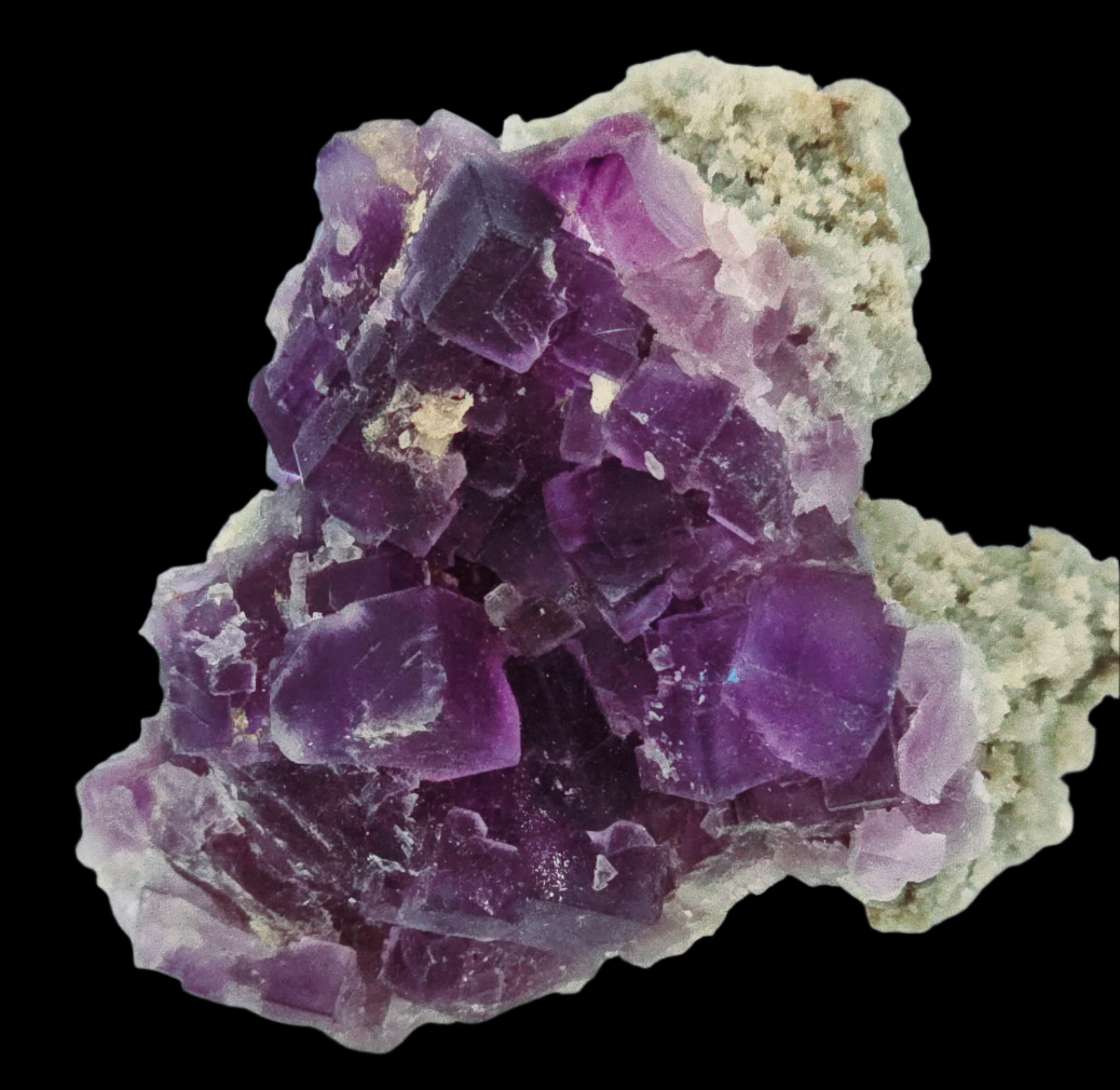 FLUORITE (DEEP PURPLE) on CALCITE (small cabinet)