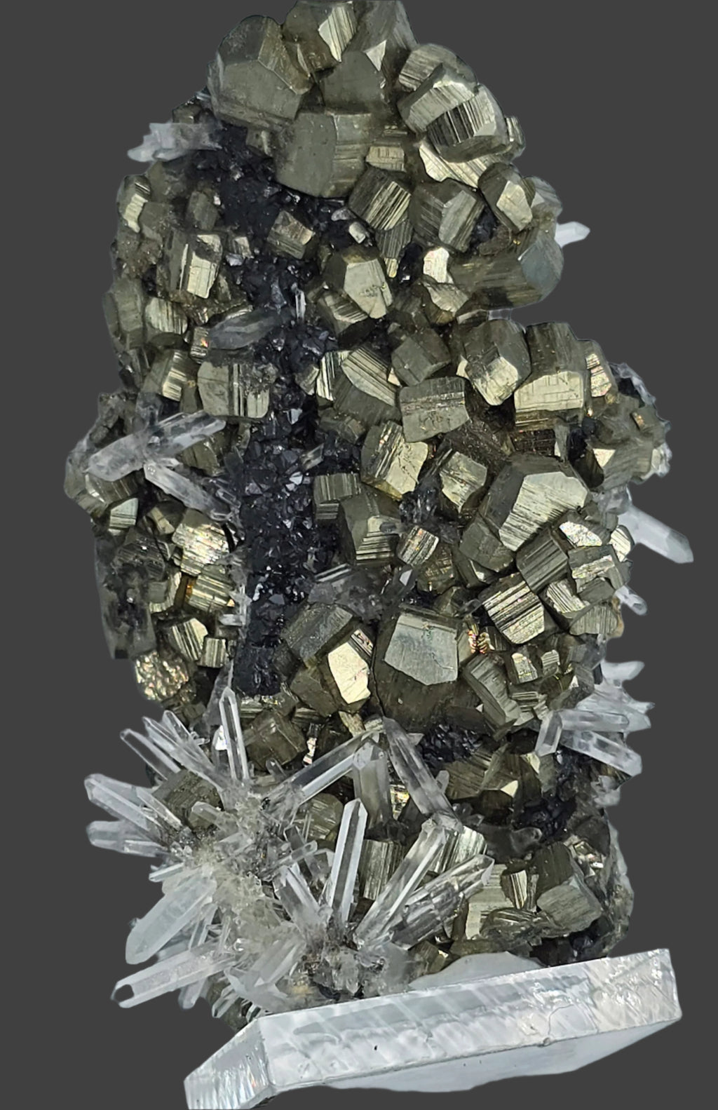 PYRITE, QUARTZ, MANGANOCALCITE, SPHALERITE (cabinet)