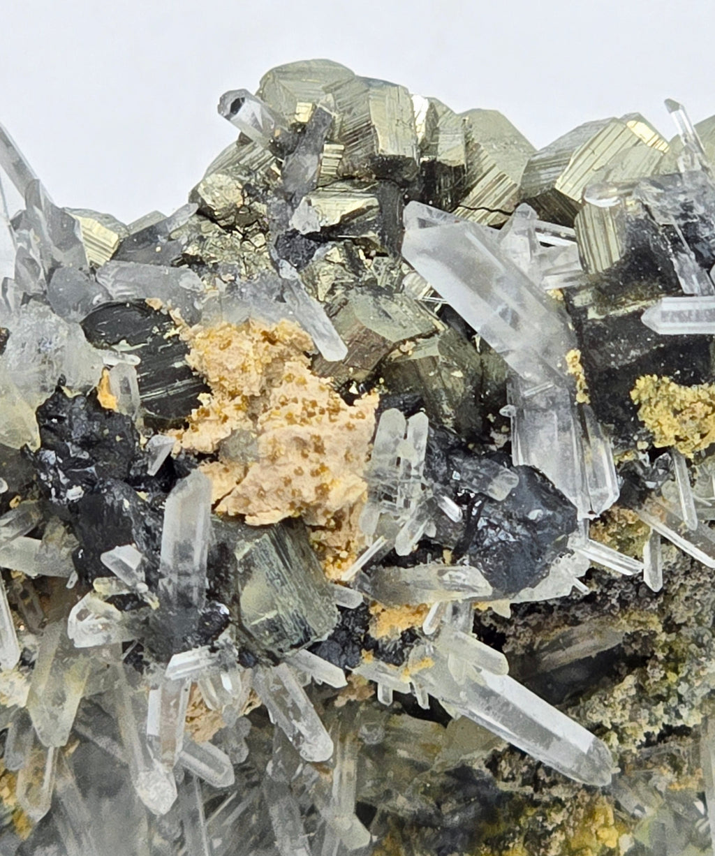 PYRITE, QUARTZ, MANGANOCALCITE, SPHALERITE (cabinet)