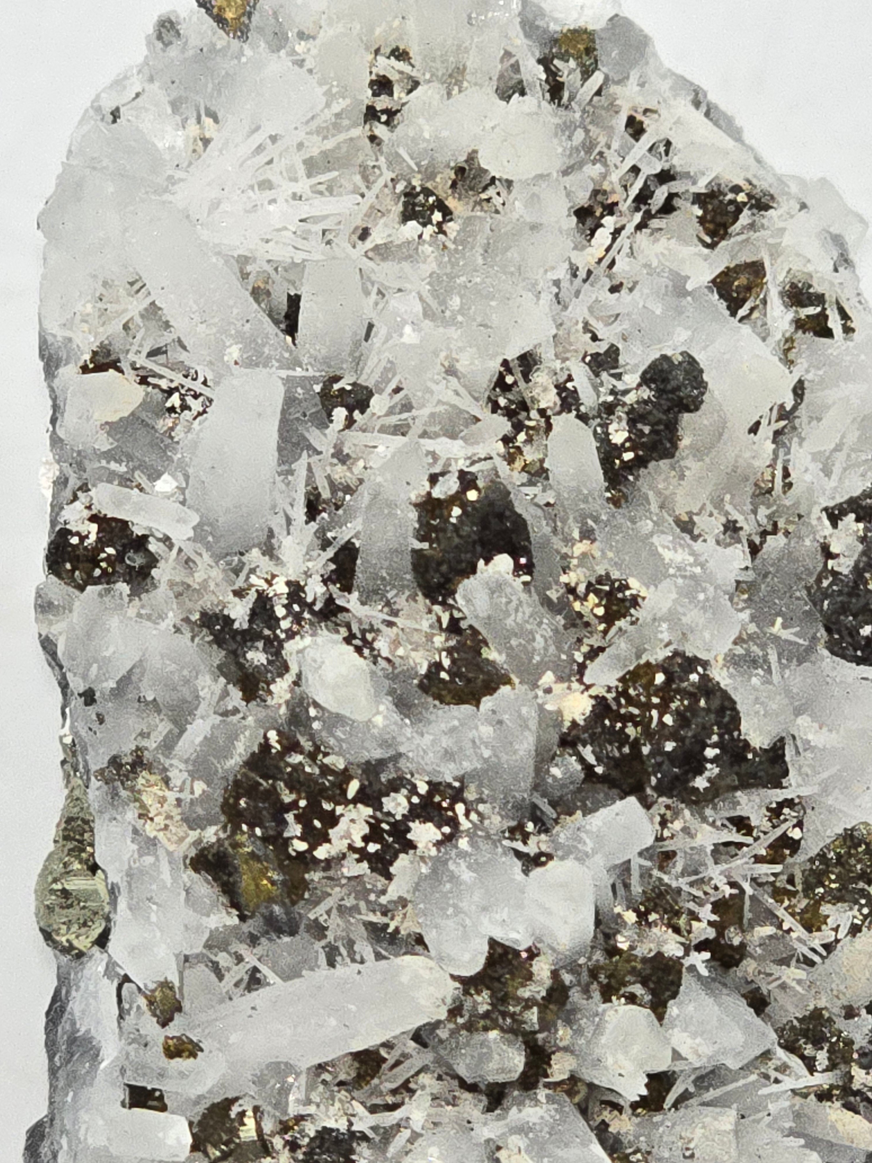 CHALCOPYRITE, PYRITE with NEEDLE QUARTZ  SMALL CABINET