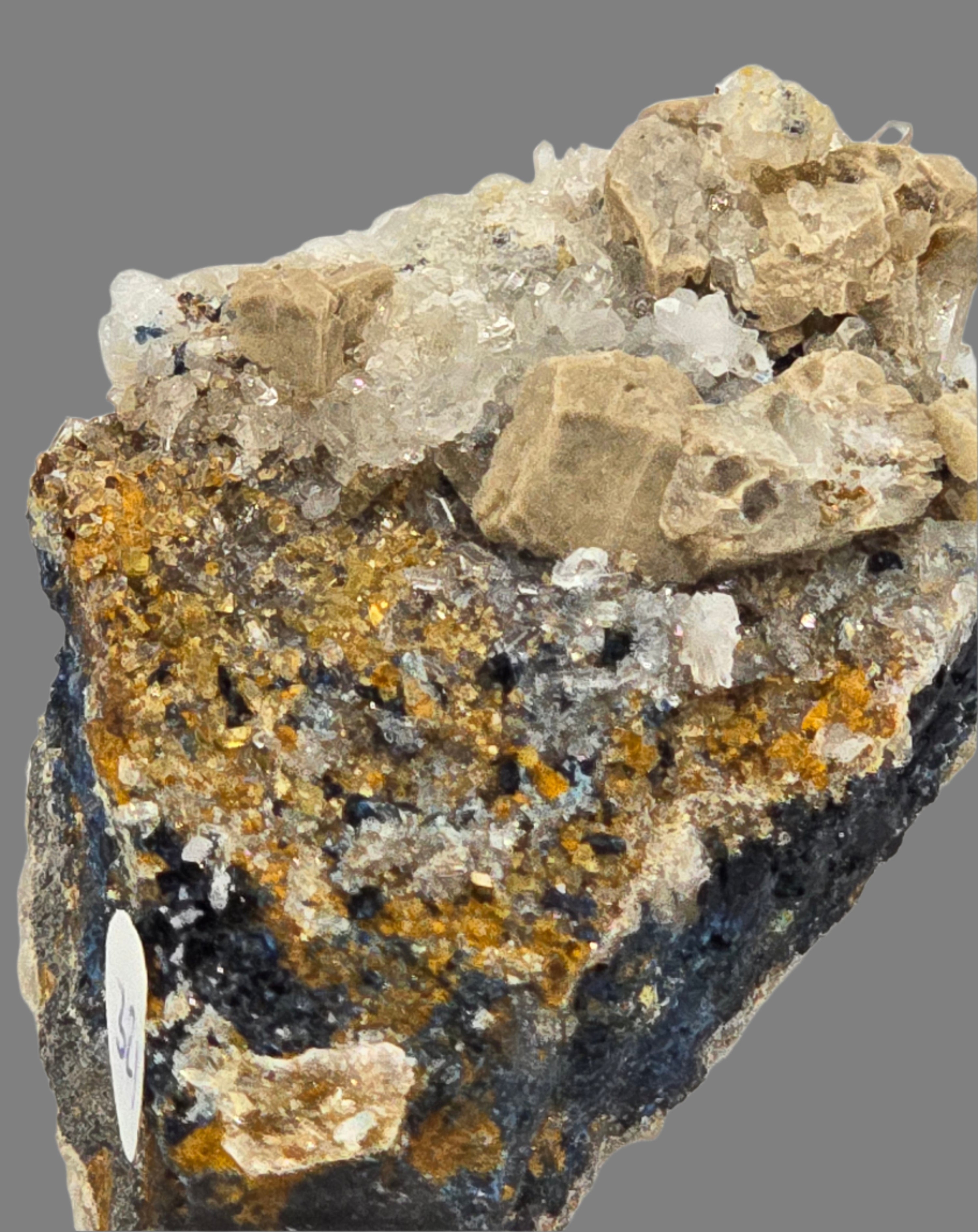 WHITEITE (EXTREMELY RARE), ARROJADITE, QUARTZ, AZURITE, SIDERITE (miniature)