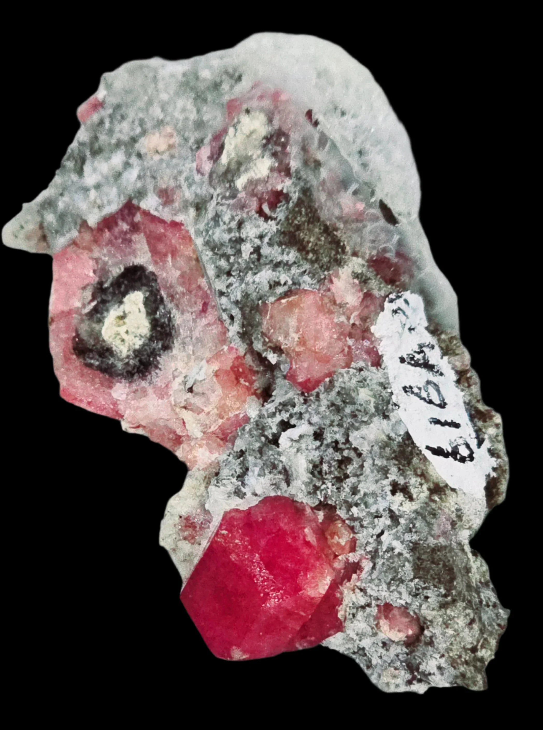 Rhodochrosite mineral specimen with vibrant red crystals on matrix, ideal for collectors