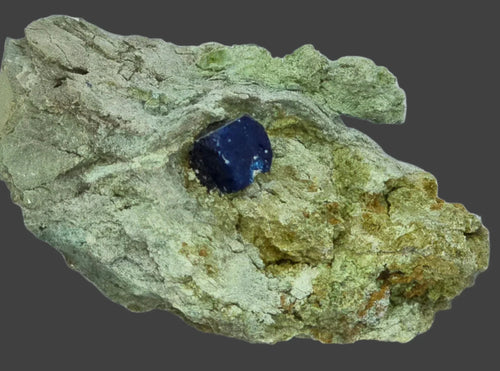 Vivid blue azurite crystal in matrix, mineral specimen for collectors