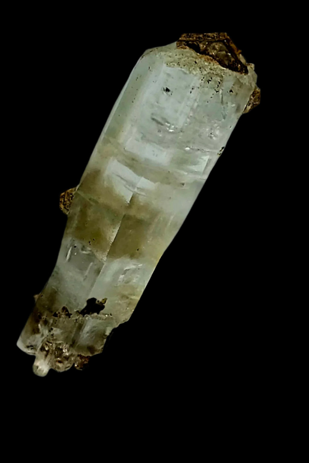 AQUAMARINE (BERYL) ON SCHORL (BLACK TOURMALINE) and MUSCOVITE (small cabinet)