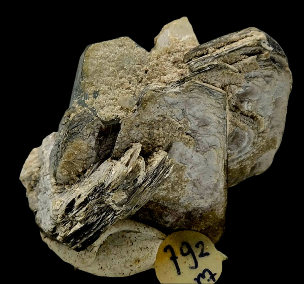 AQUAMARINE (BERYL) with SCHORL NEEDLES ON MUSCOVITE (miniature)