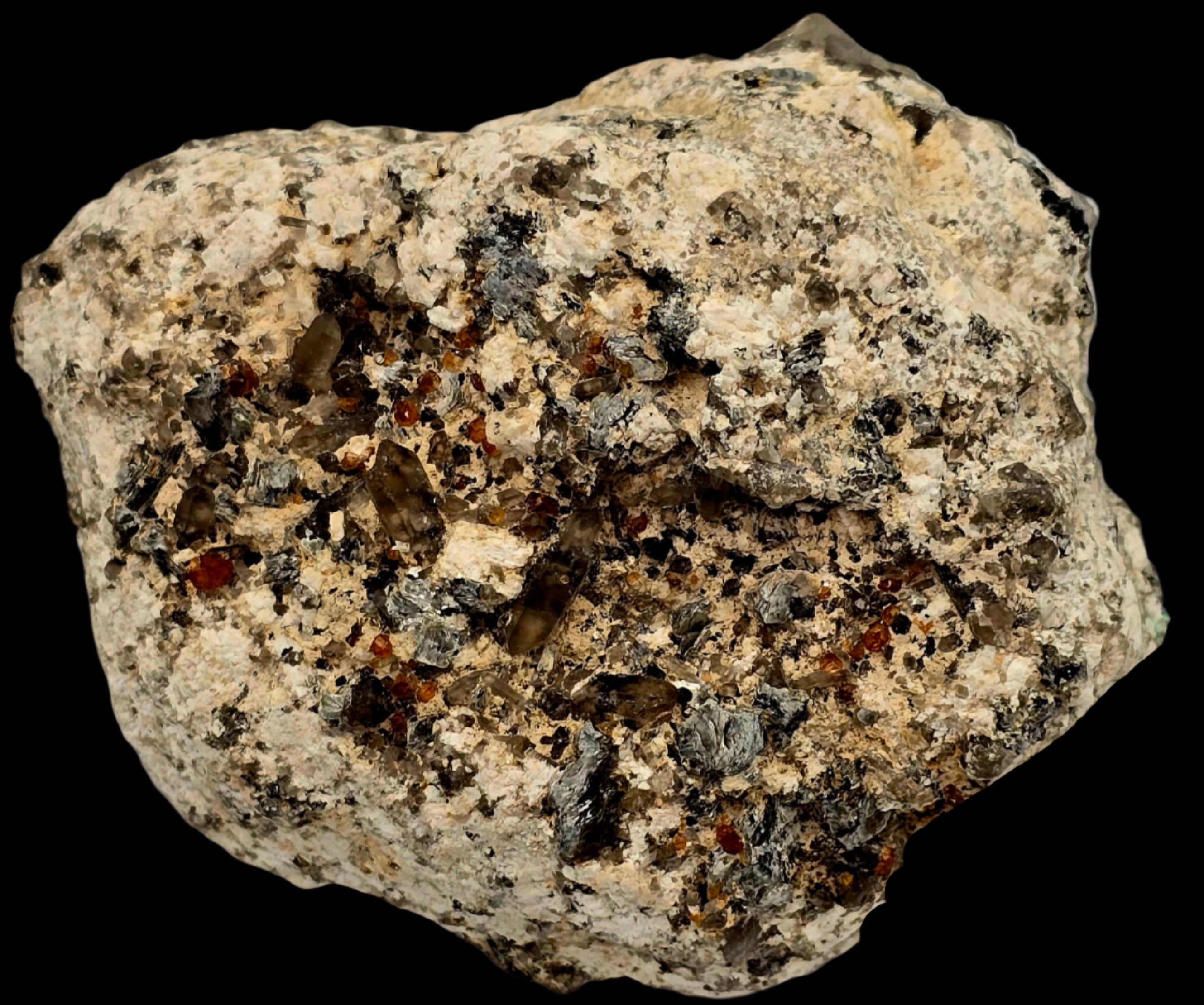 GROSSULAR GARNETS, QUARTZ, HEMATITE (miniature)