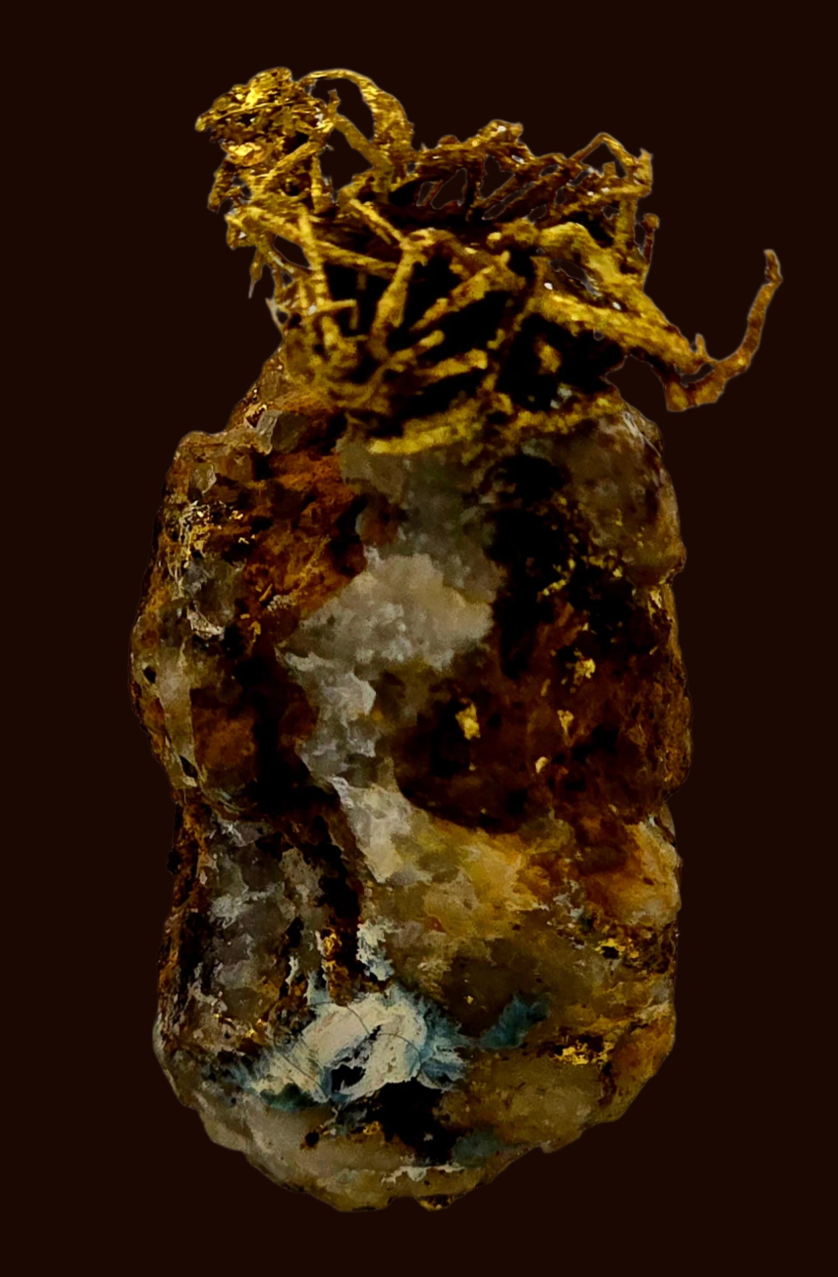 GOLD WIRES (BIRD'S NEST) ON MATRIX (miniature)