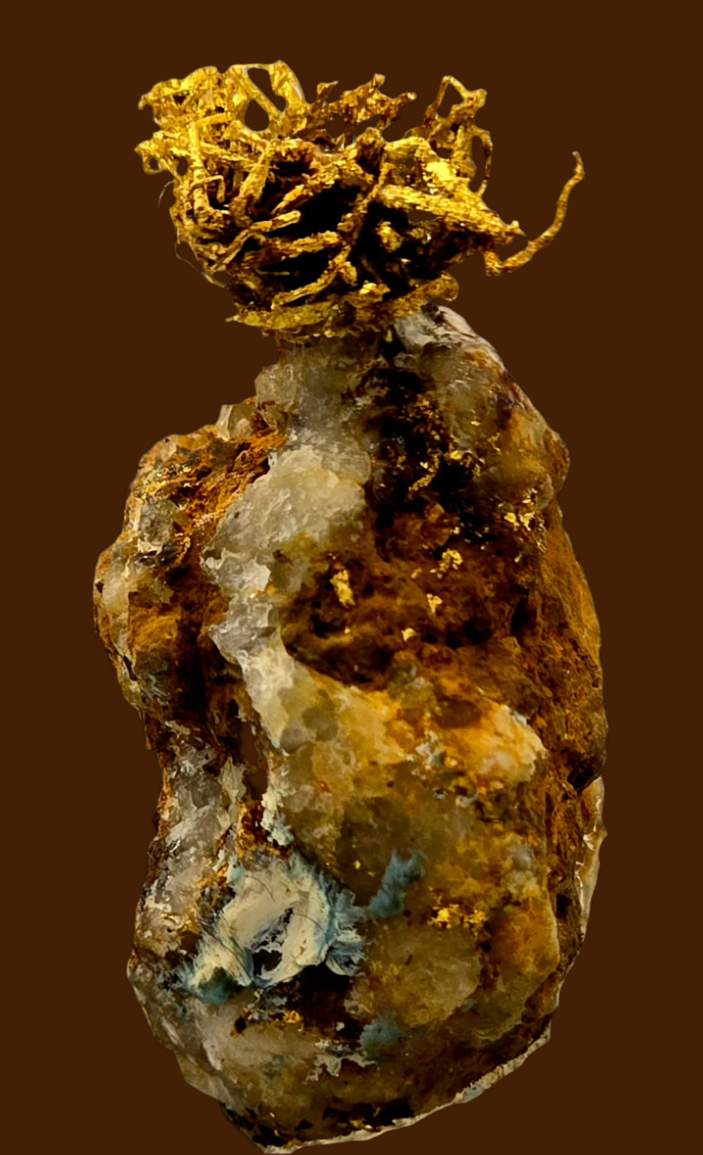 GOLD WIRES (BIRD'S NEST) ON MATRIX (miniature)