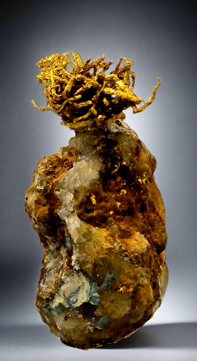 GOLD WIRES (BIRD'S NEST) ON MATRIX (miniature)