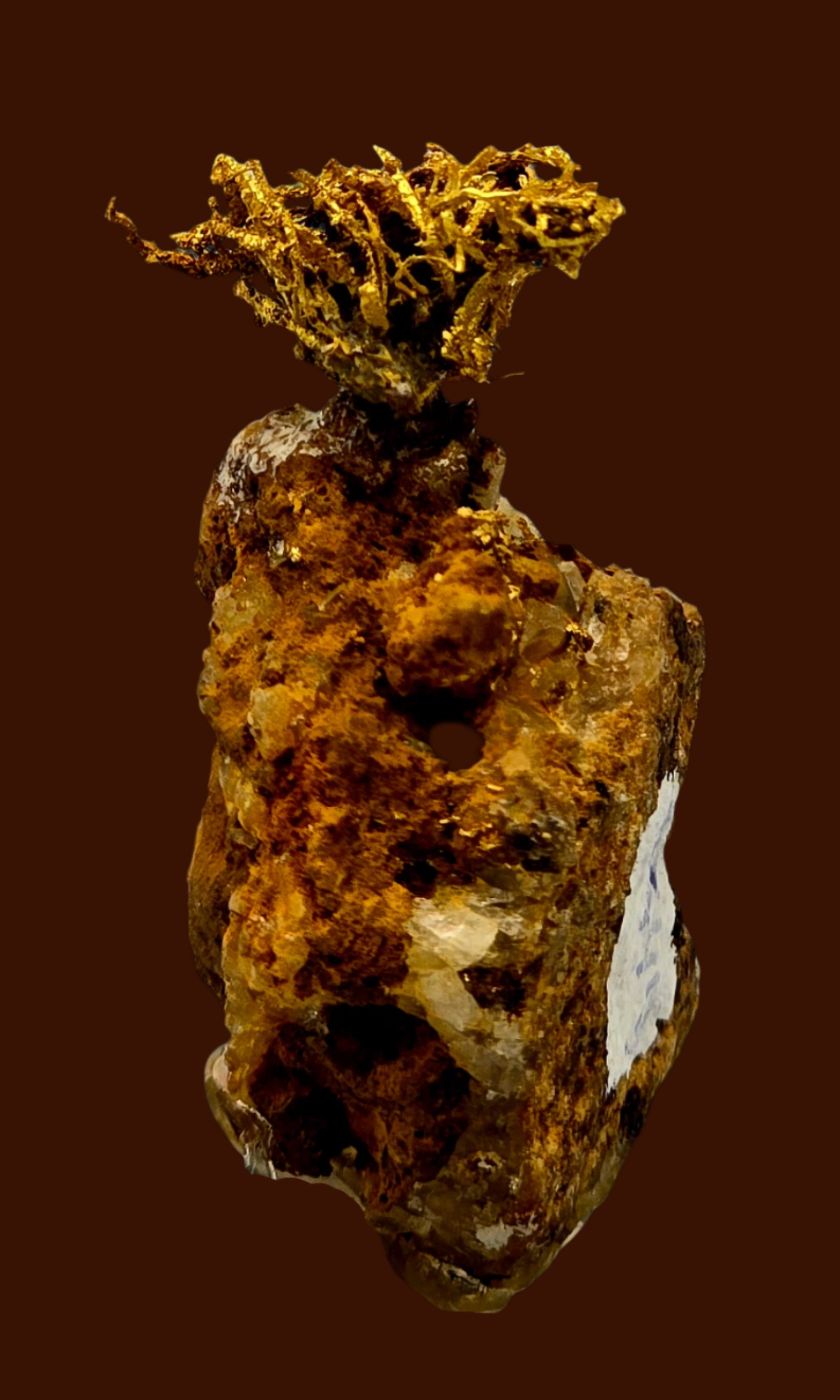 GOLD WIRES (BIRD'S NEST) ON MATRIX (miniature)