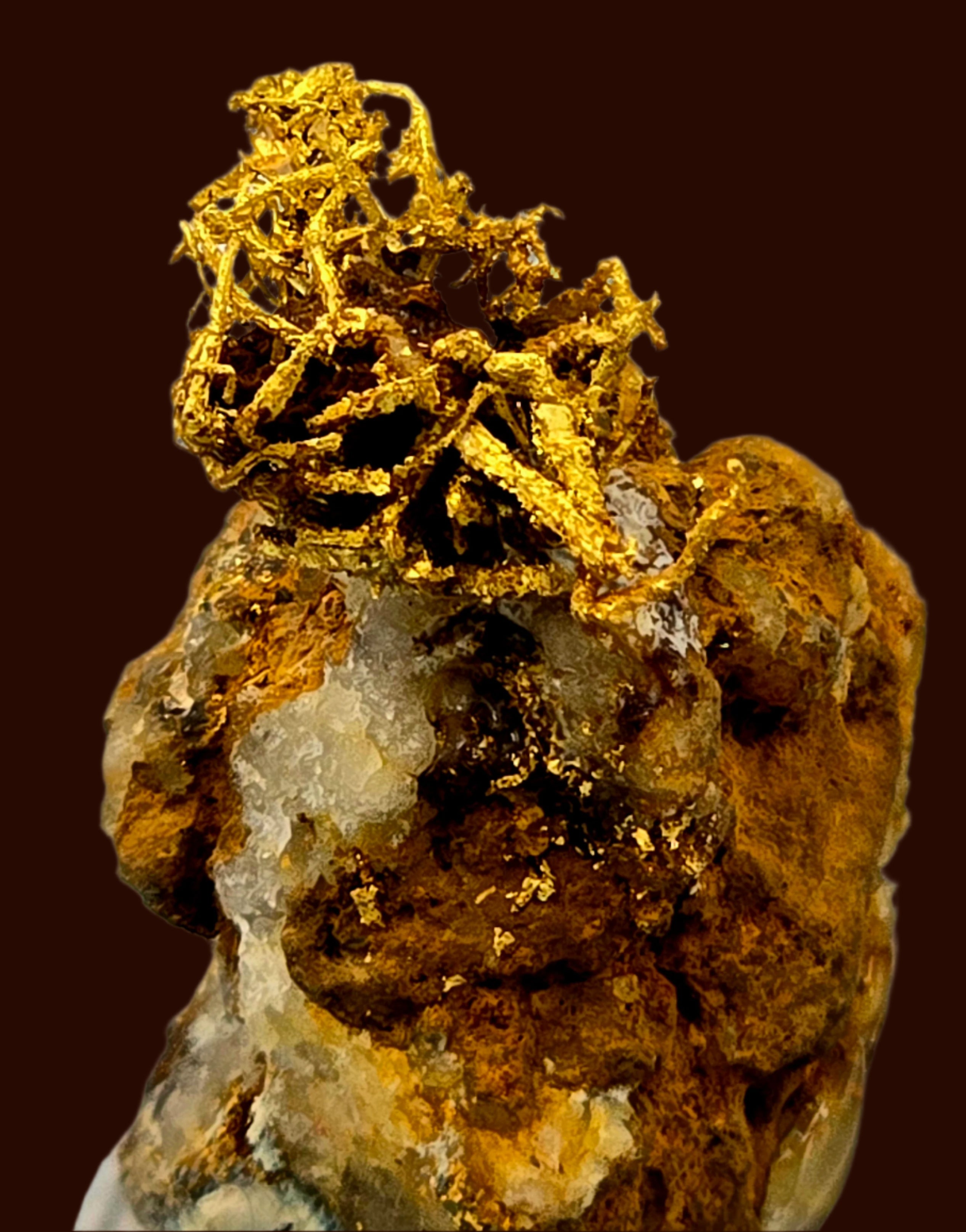 GOLD WIRES (BIRD'S NEST) ON MATRIX (miniature)