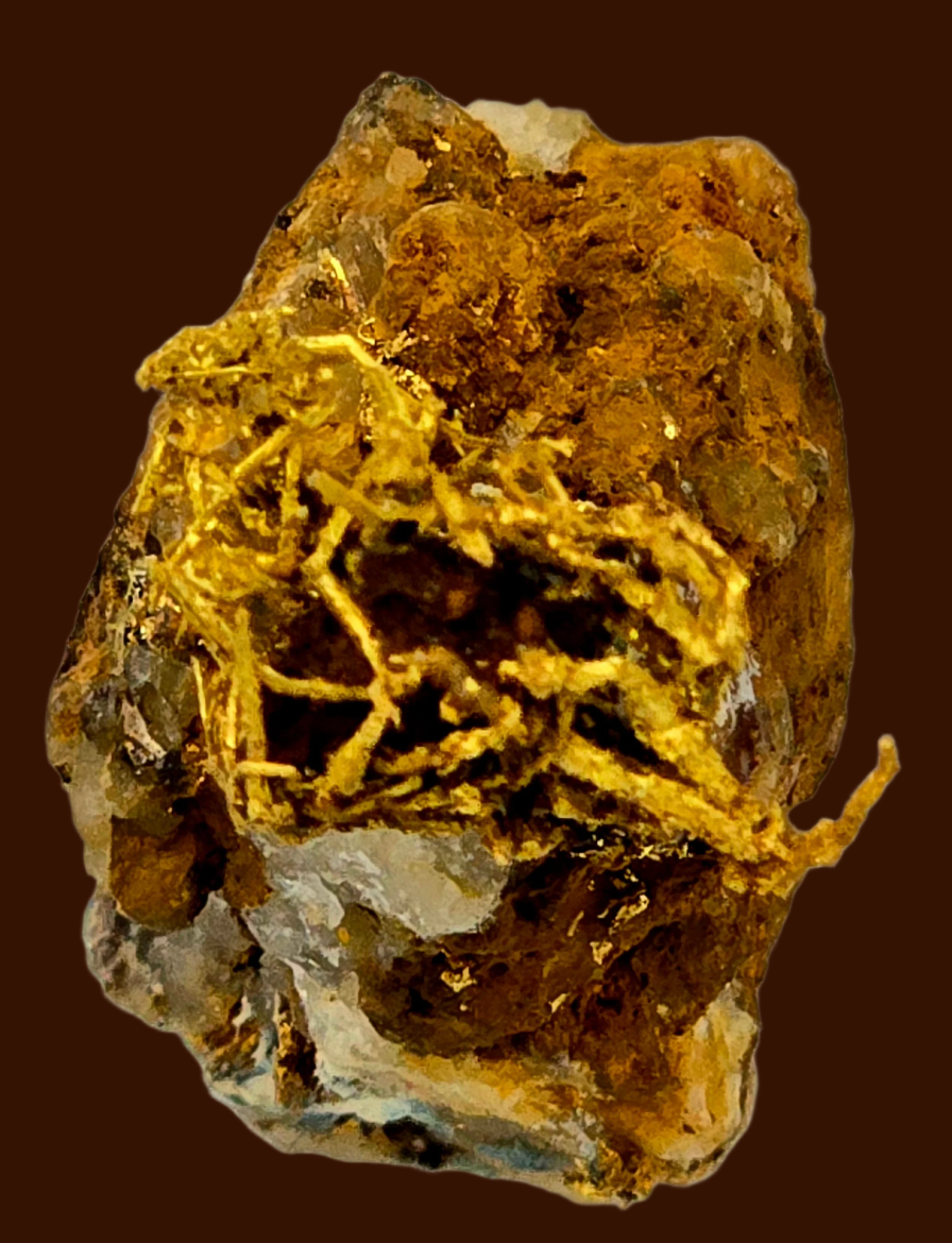 GOLD WIRES (BIRD'S NEST) ON MATRIX (miniature)