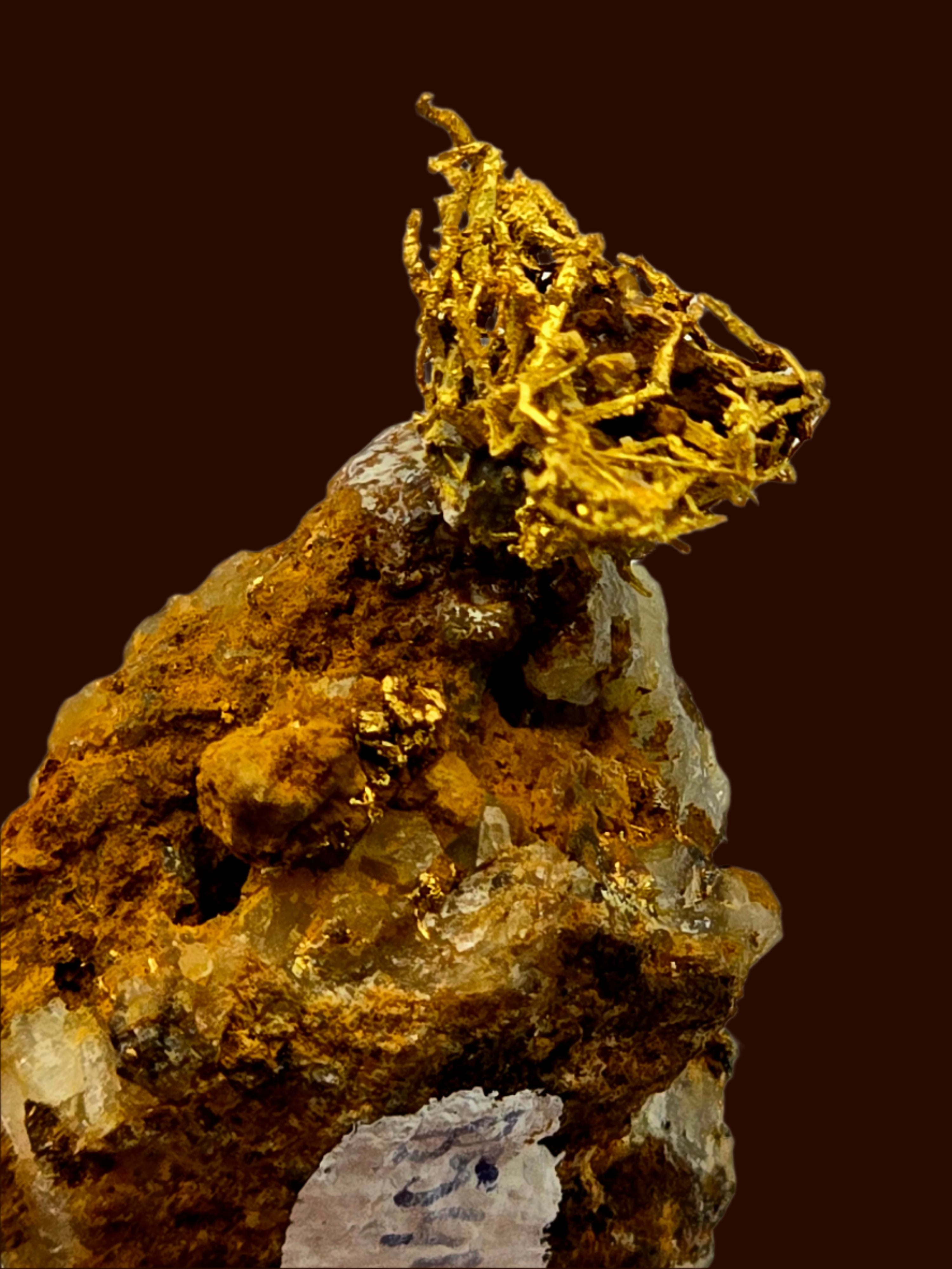 GOLD WIRES (BIRD'S NEST) ON MATRIX (miniature)