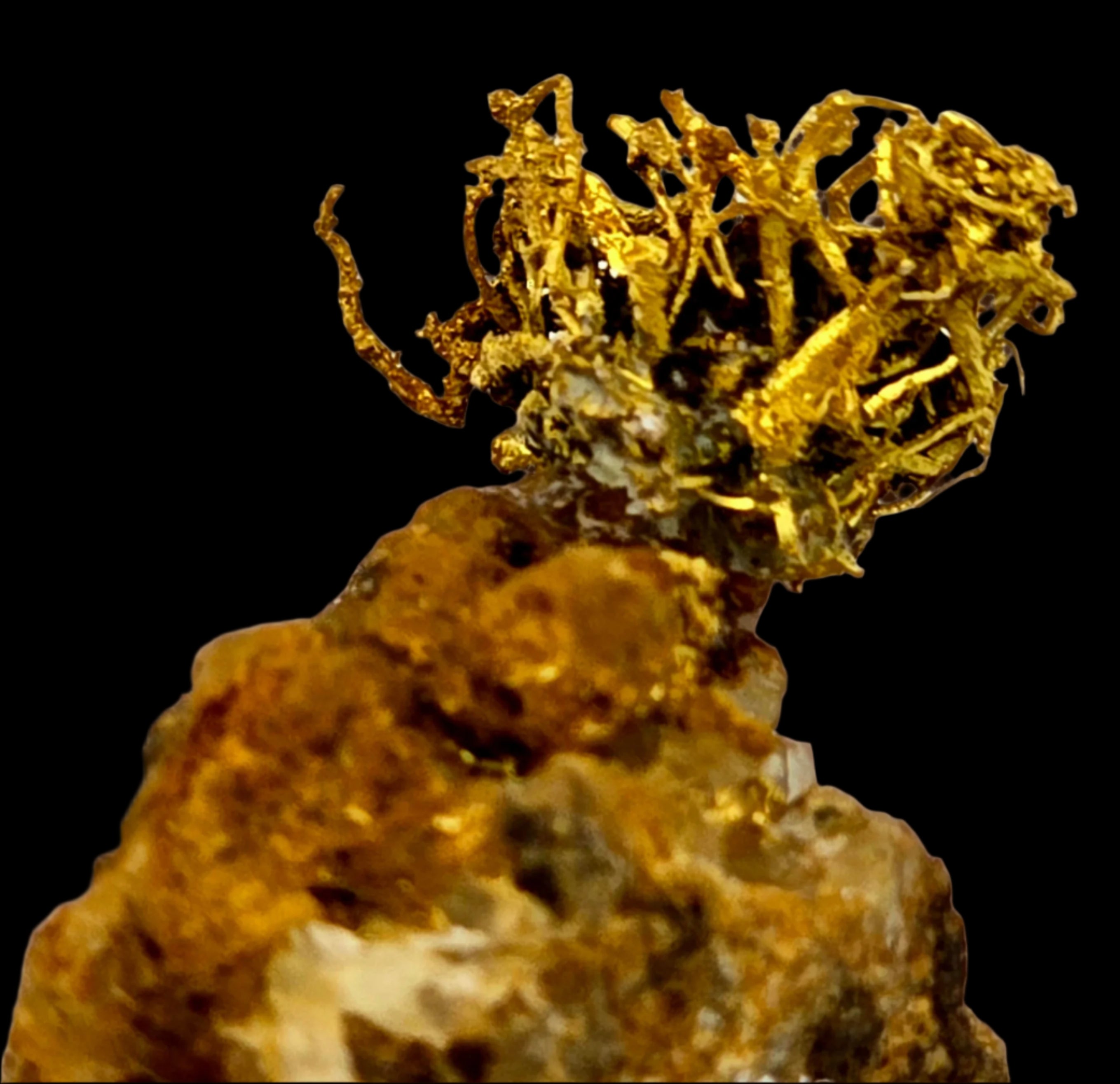 GOLD WIRES (BIRD'S NEST) ON MATRIX (miniature)