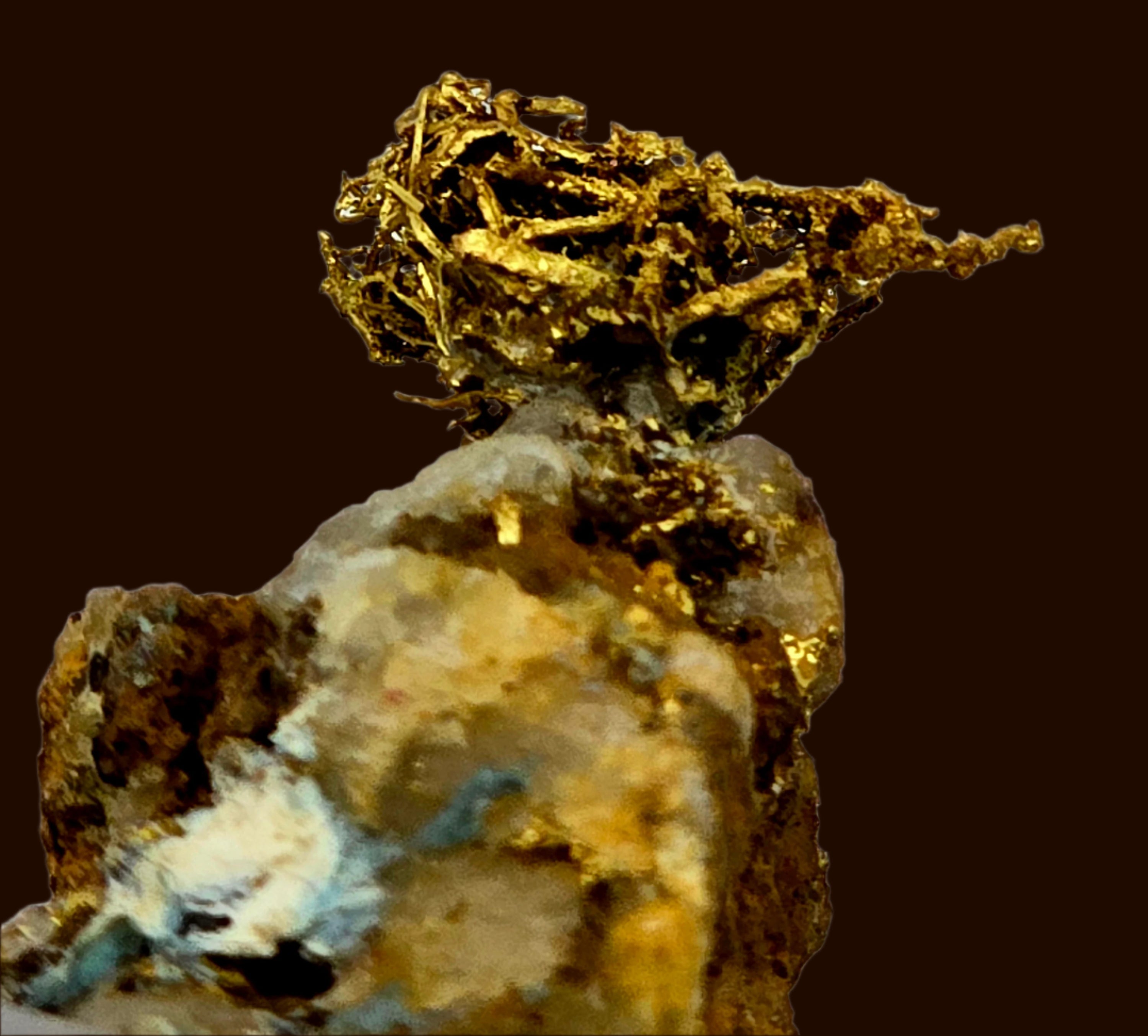 GOLD WIRES (BIRD'S NEST) ON MATRIX (miniature)