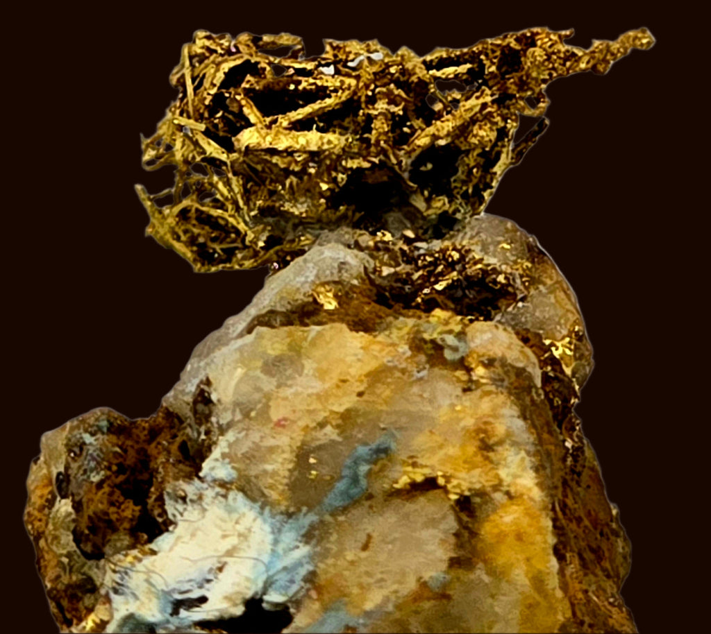 GOLD WIRES (BIRD'S NEST) ON MATRIX (miniature)