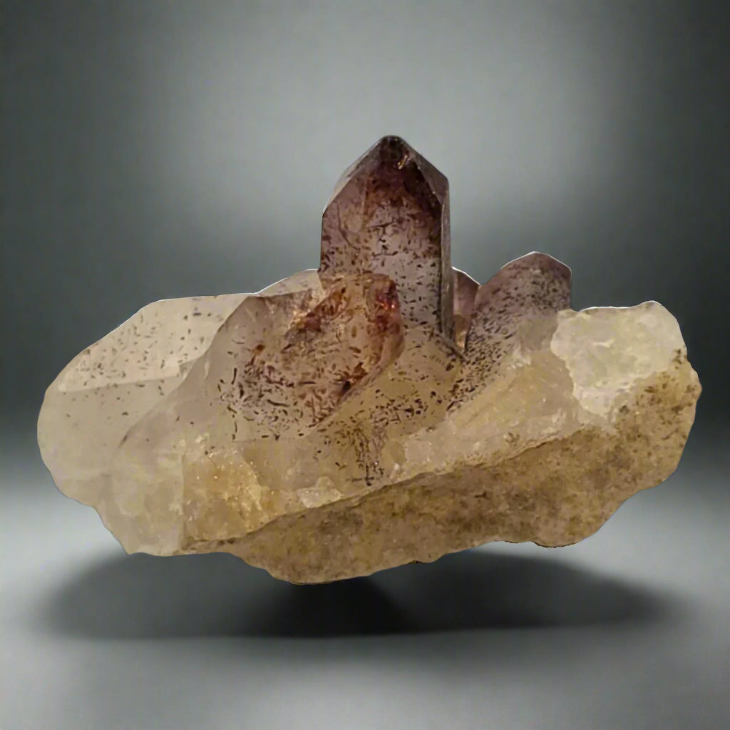 LEPIDOCROCITE on QUARTZ (miniature)