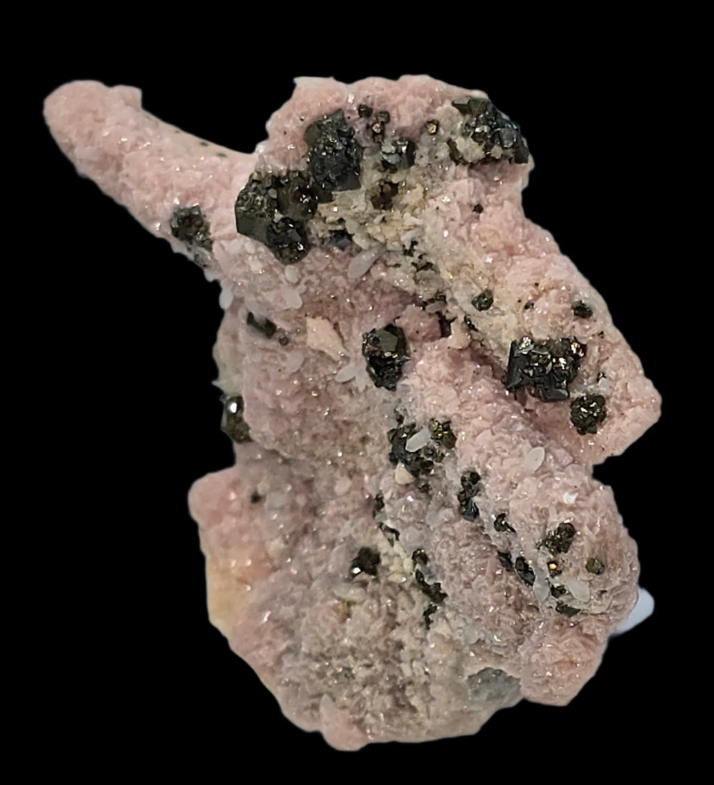CHALCOPYRITE, RHODOCHROSITE, PYRITE, QUARTZ  (Miniature)