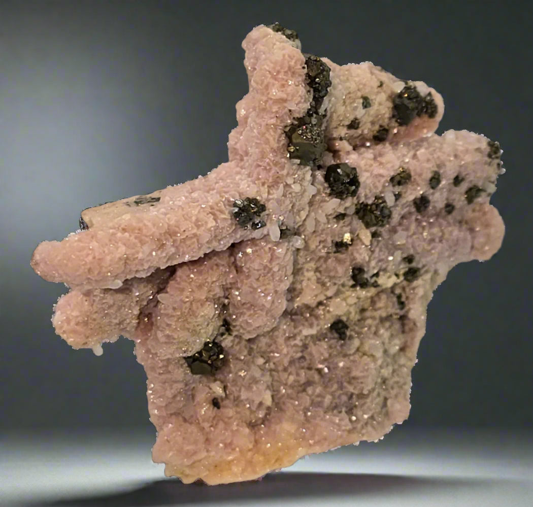 CHALCOPYRITE, RHODOCHROSITE, PYRITE, QUARTZ  (Miniature)