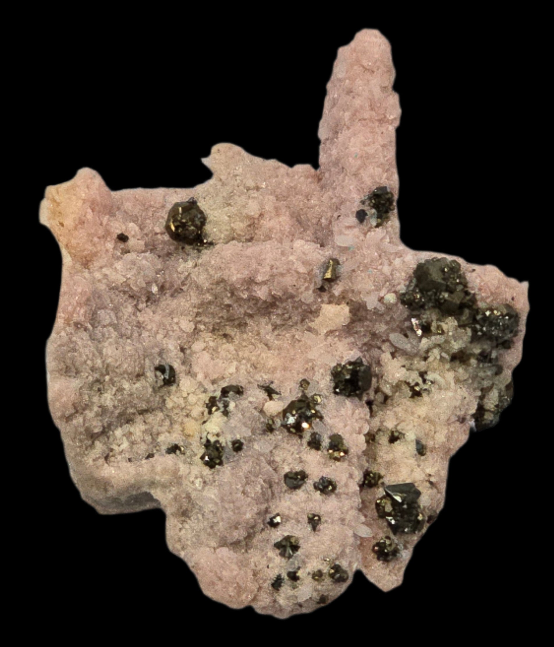 CHALCOPYRITE, RHODOCHROSITE, PYRITE, QUARTZ  (Miniature)