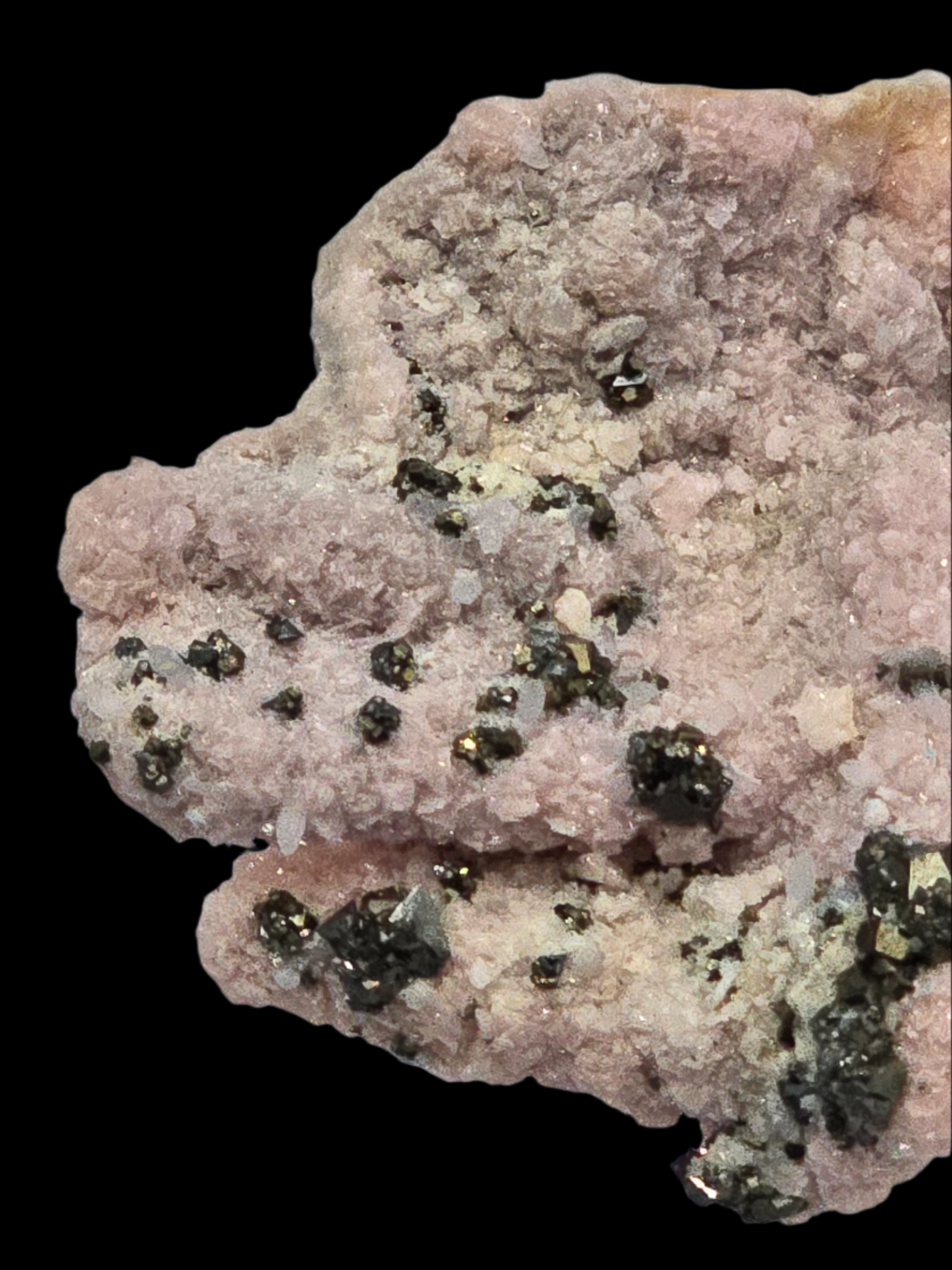 CHALCOPYRITE, RHODOCHROSITE, PYRITE, QUARTZ  (Miniature)