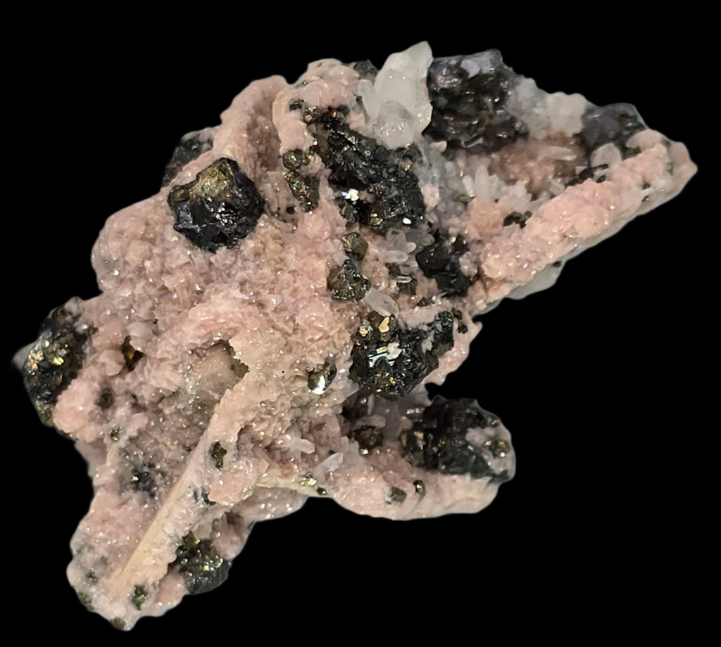RHODOCHROSITE, CHALCOPYRITE, QUARTZ (miniature)